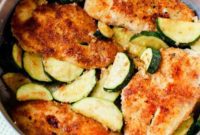 Crispy Parmesan Chicken and Garlicky Zucchini Skillet
