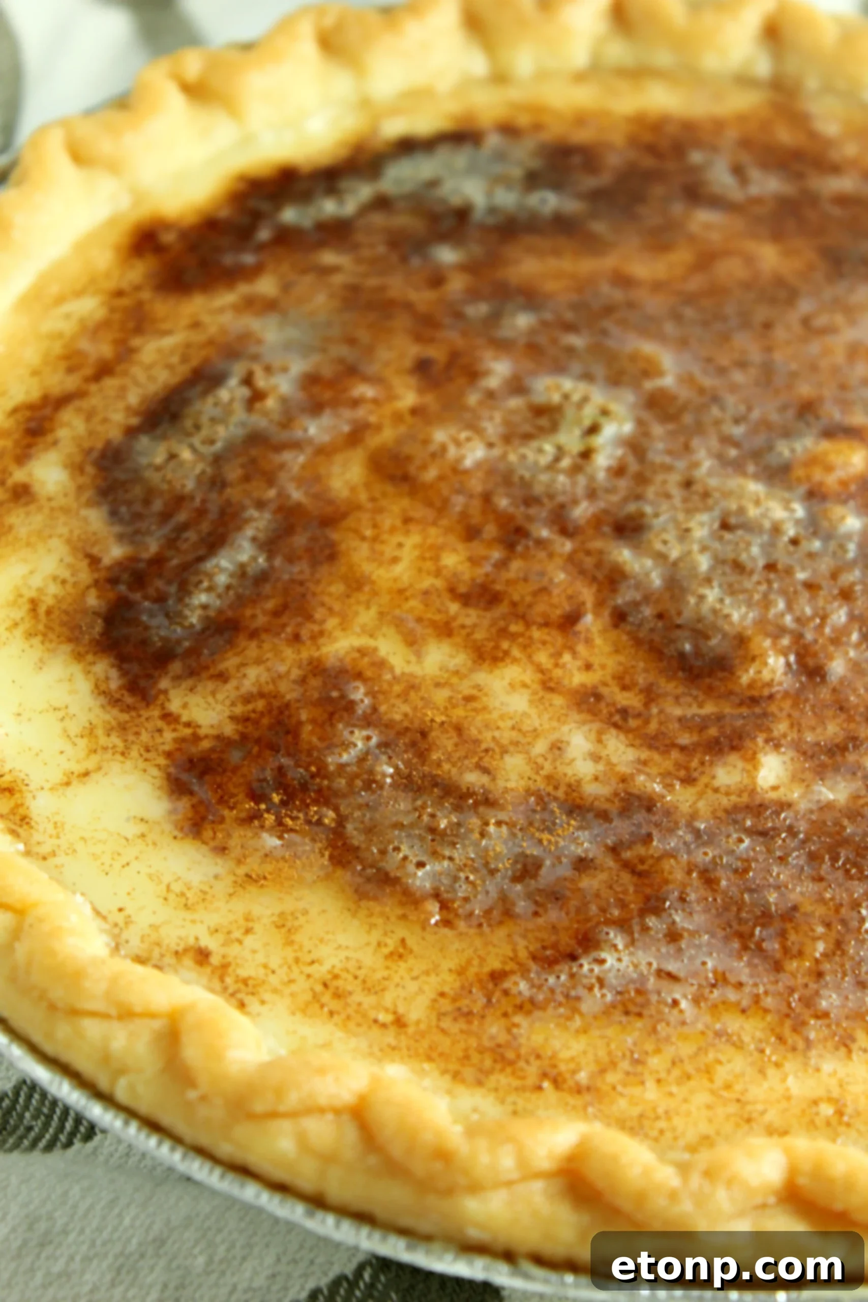 The final elegant presentation of a homemade Sugar Cream Pie