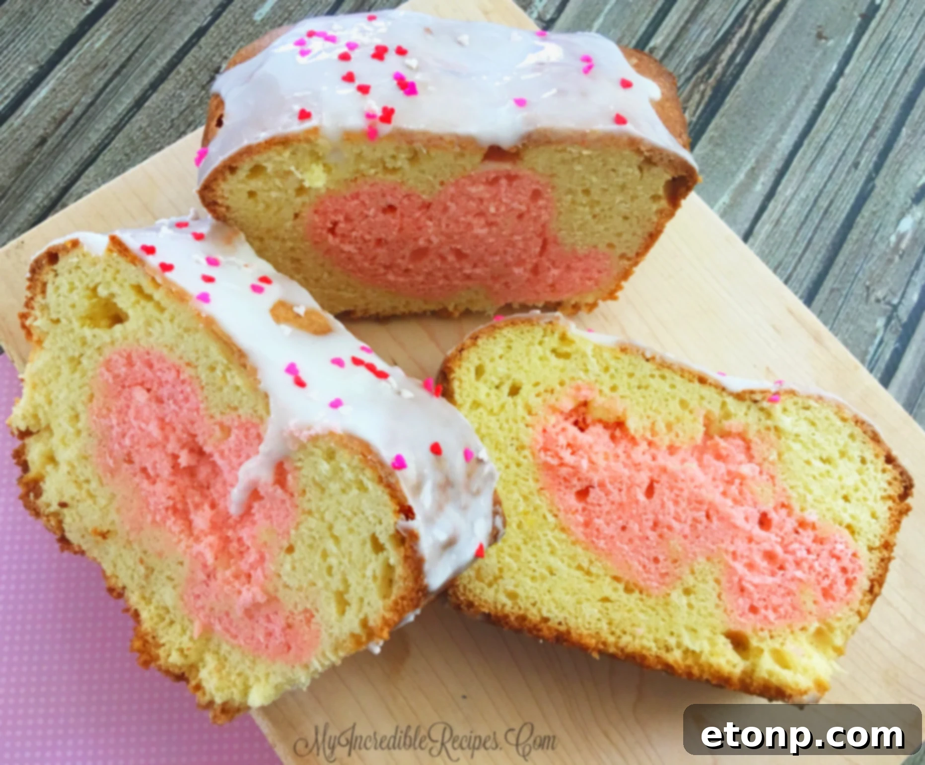 Gender reveal heart pound cake