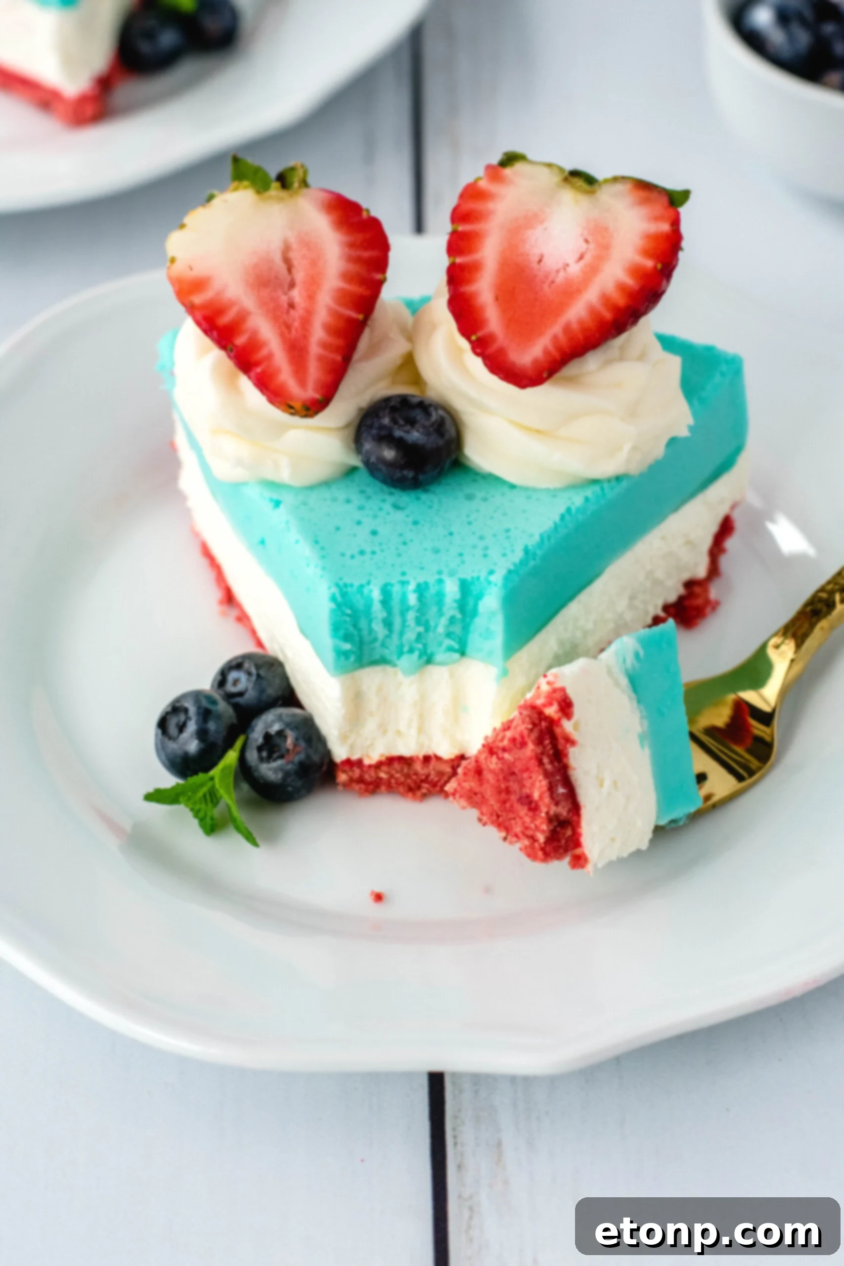 Another angle of the vibrant No-Bake Patriotic Cheesecake