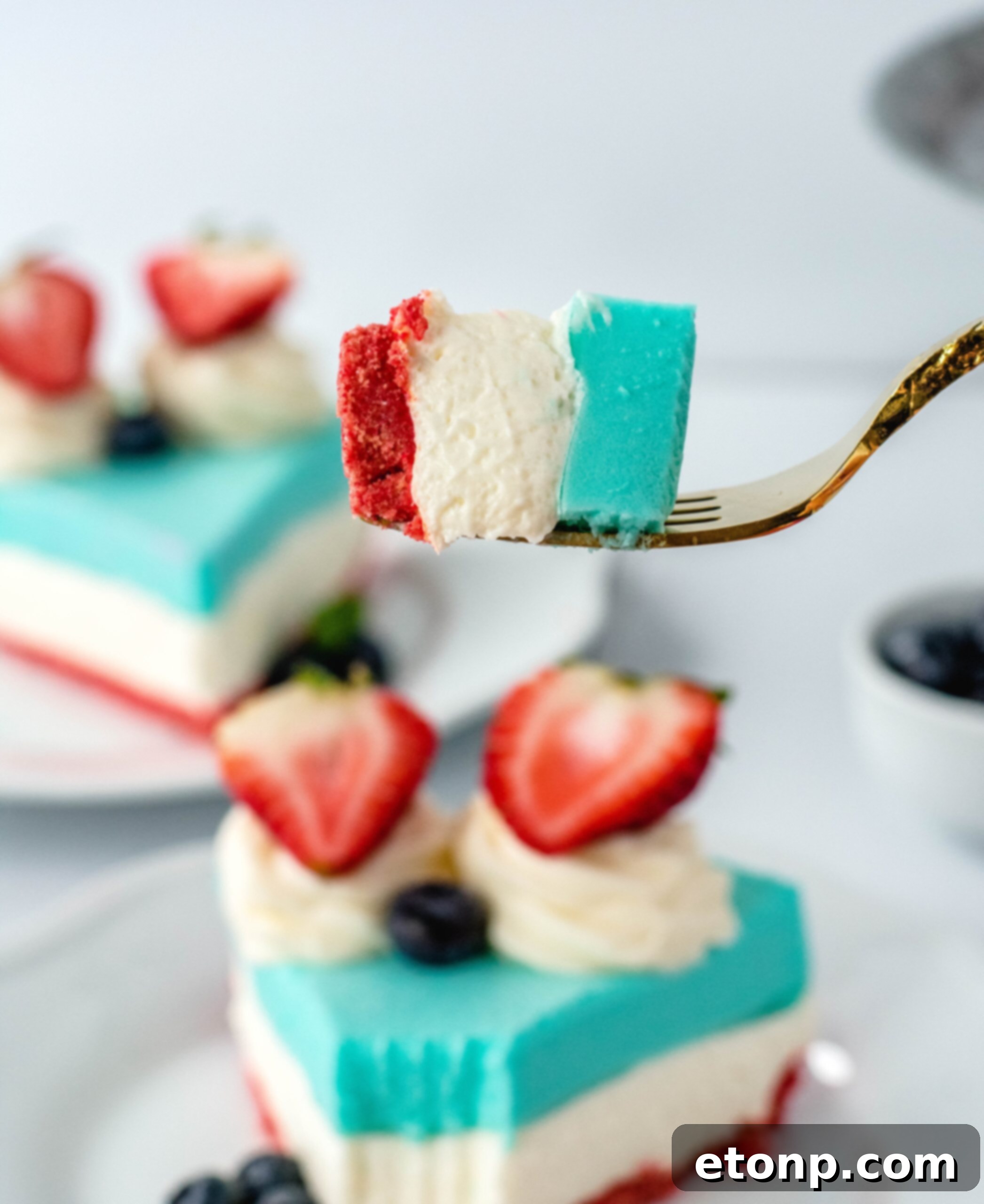 Mini No-Bake Patriotic Cheesecakes in cupcake liners