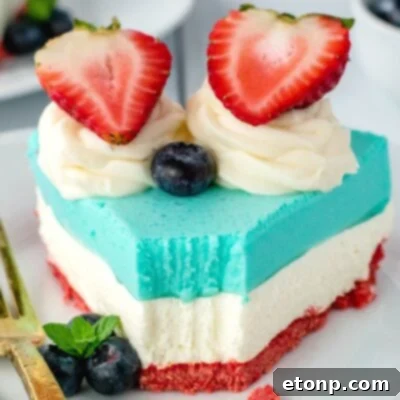 No-Bake Patriotic Cheesecake ready to serve