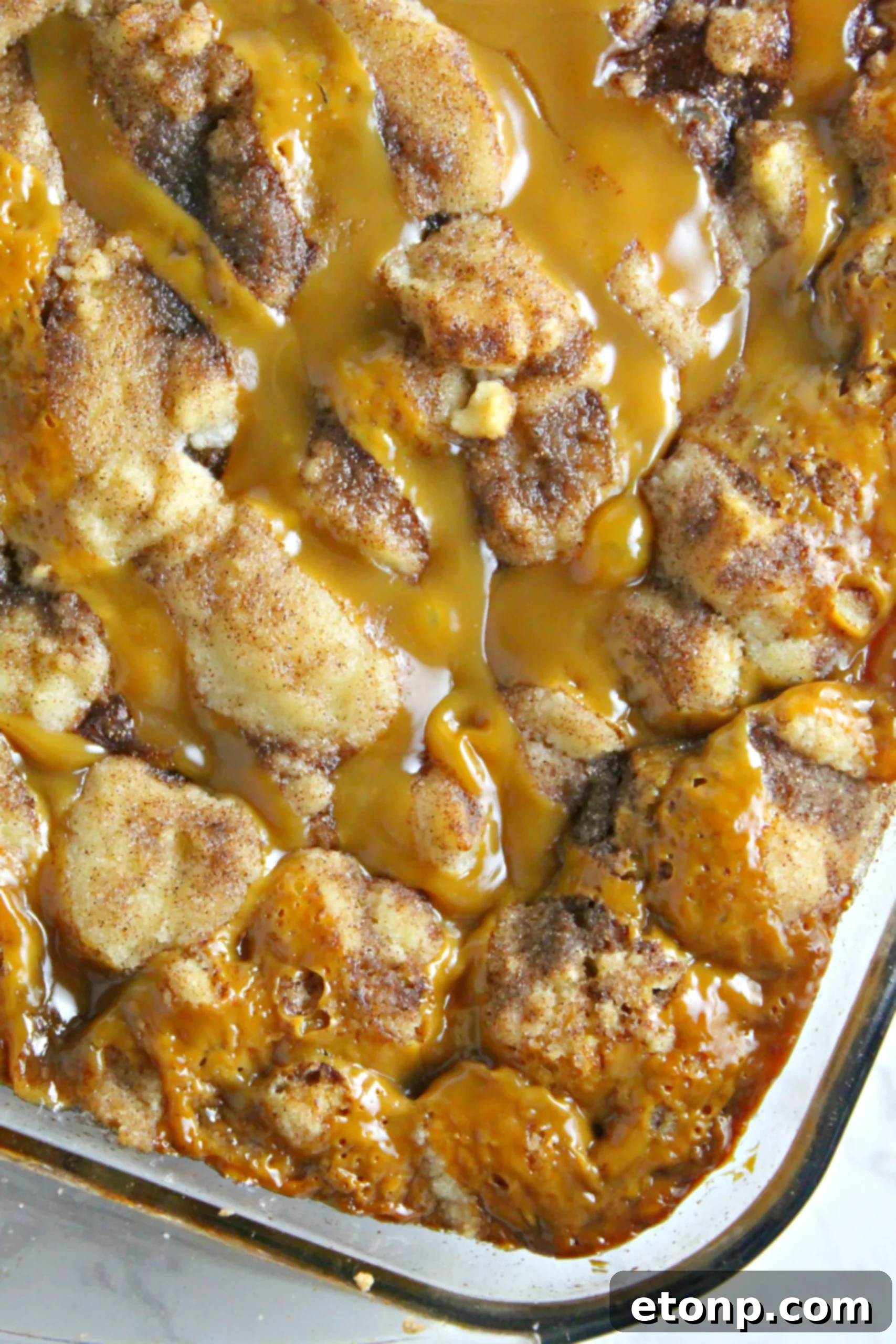 Snickerdoodle Cobbler fresh out of the oven, golden and bubbly.