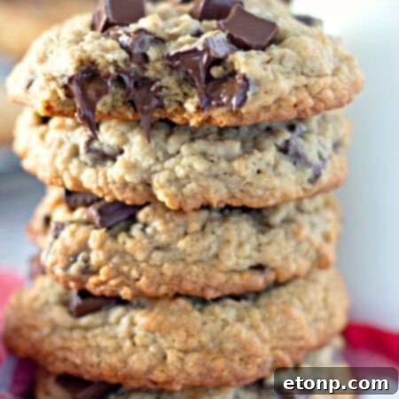 Giant Chocolate Chunk Oatmeal Cookies