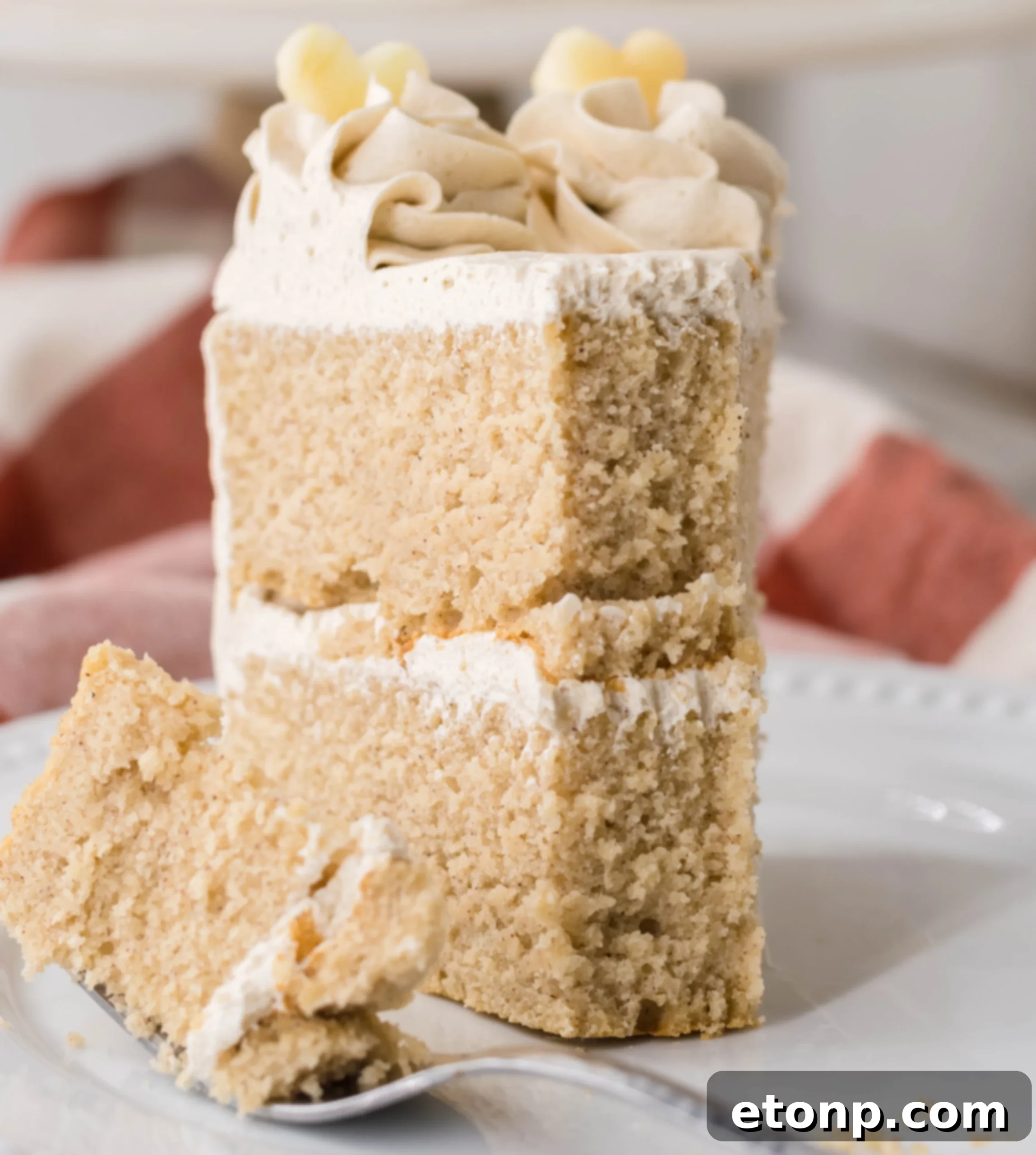 Another beautiful shot of the frosted apple cider cake