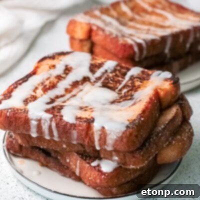 Churro Cinnamon Sugar French Toast with Cream Cheese Icing