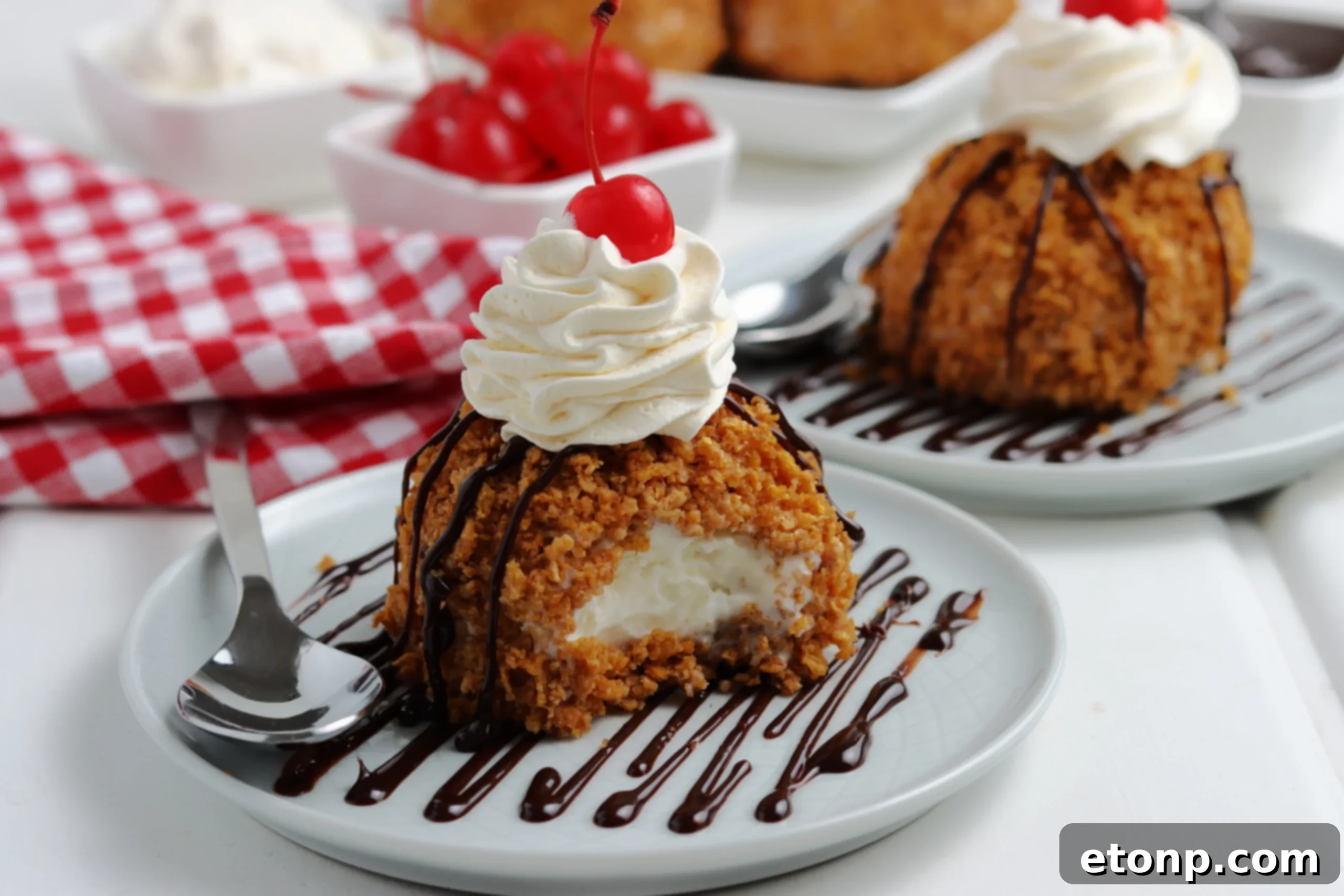 Crispy Fried Ice Cream Delight 4 Close-up of softened vanilla ice cream in a bowl, ready to be scooped.