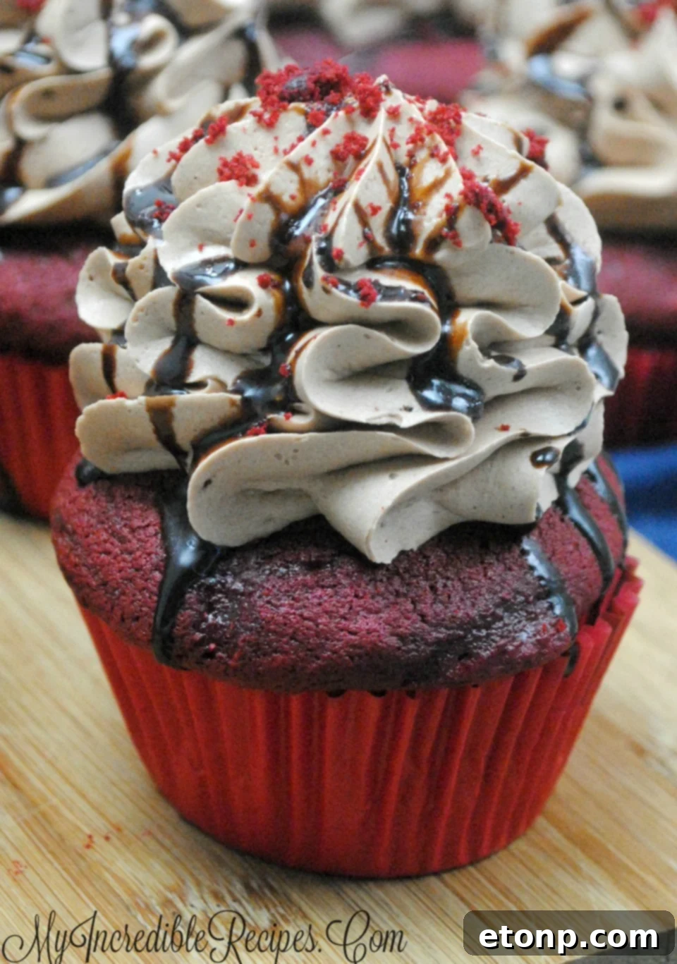 Beautifully frosted red velvet cupcake, a classic favorite with a twist