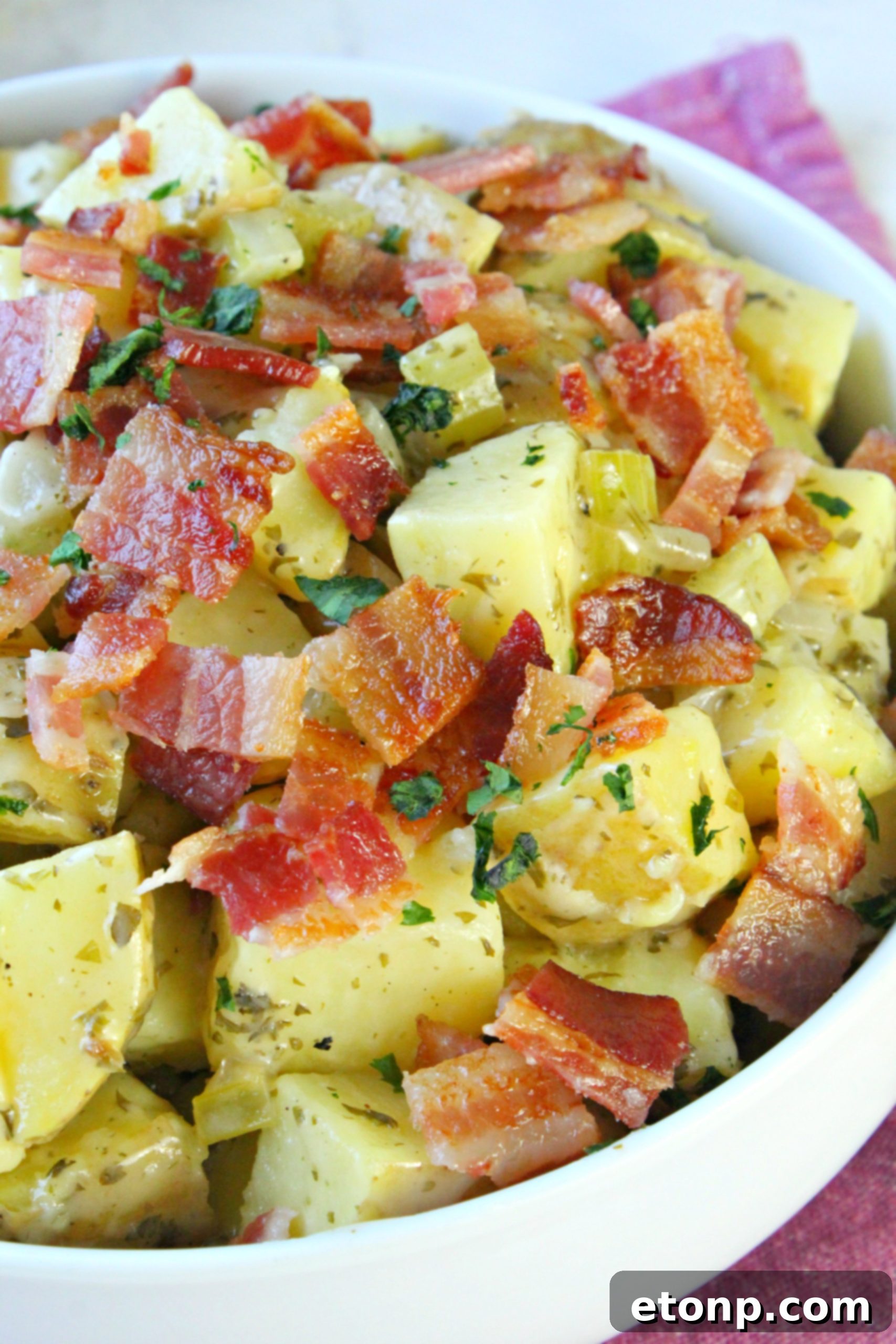 Crispy thick-cut bacon, a key ingredient for the flavorful German Potato Salad