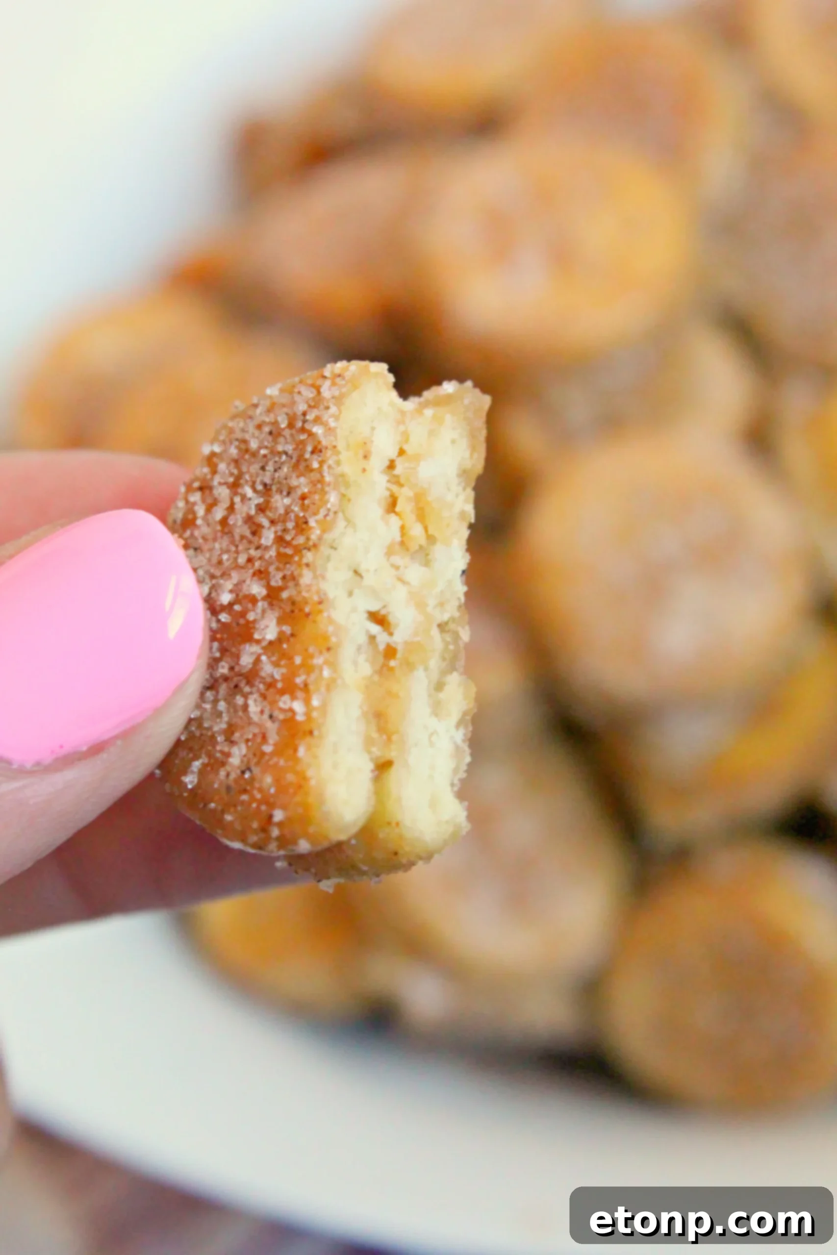 Ritz Churro Bites drizzled with caramel sauce.