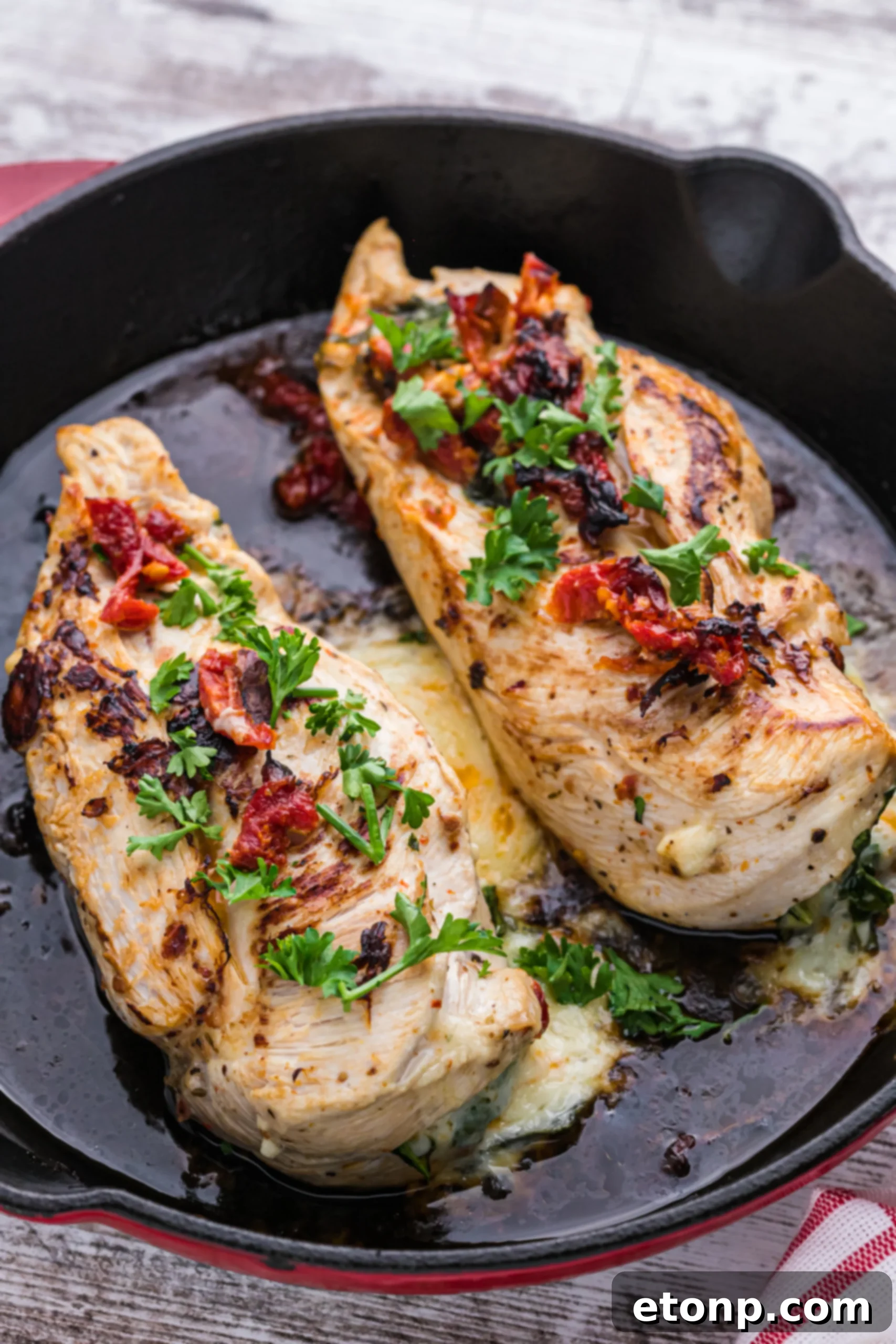 Cheesy Spinach & Sundried Tomato Stuffed Chicken, first image