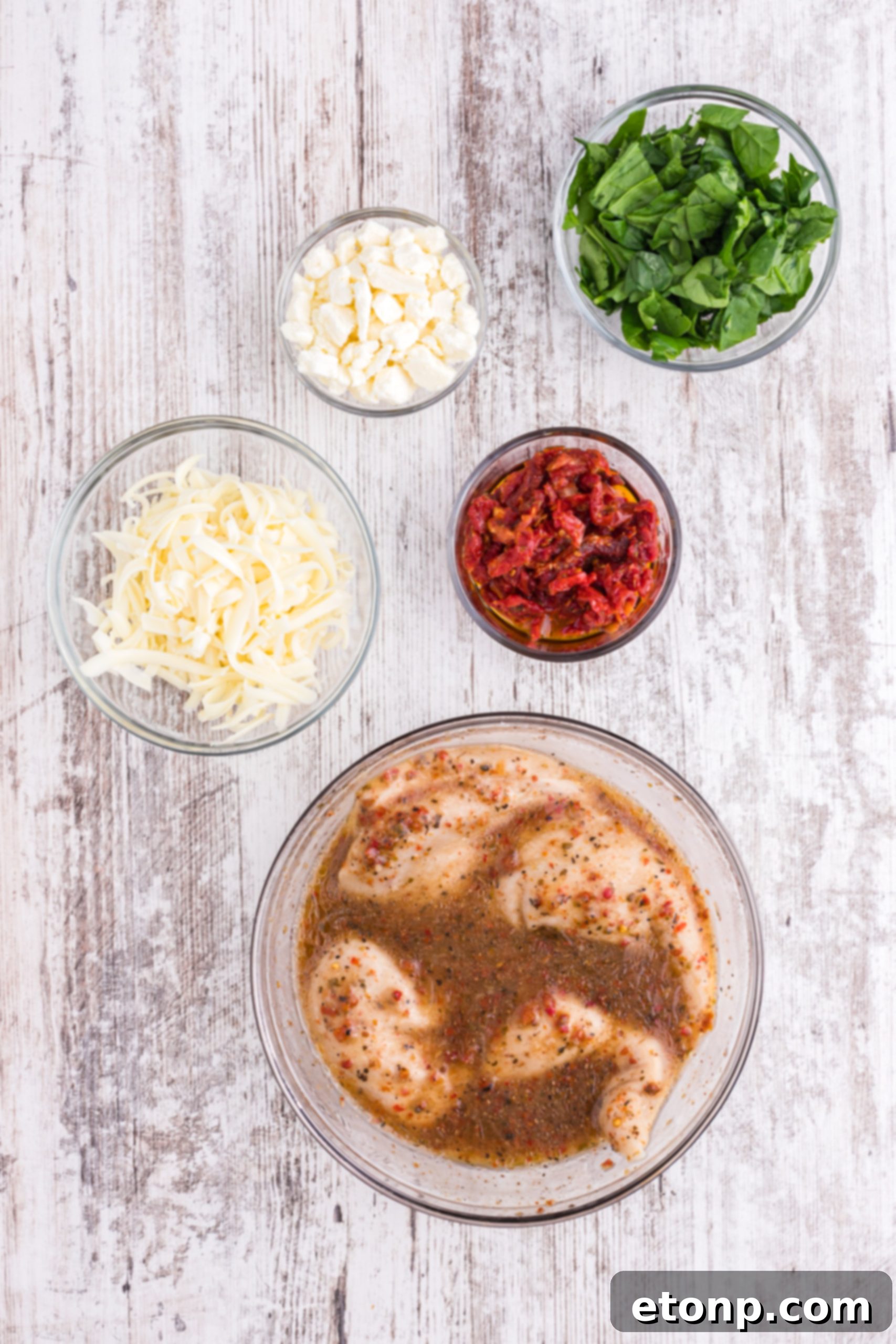 Six simple ingredients for stuffed chicken