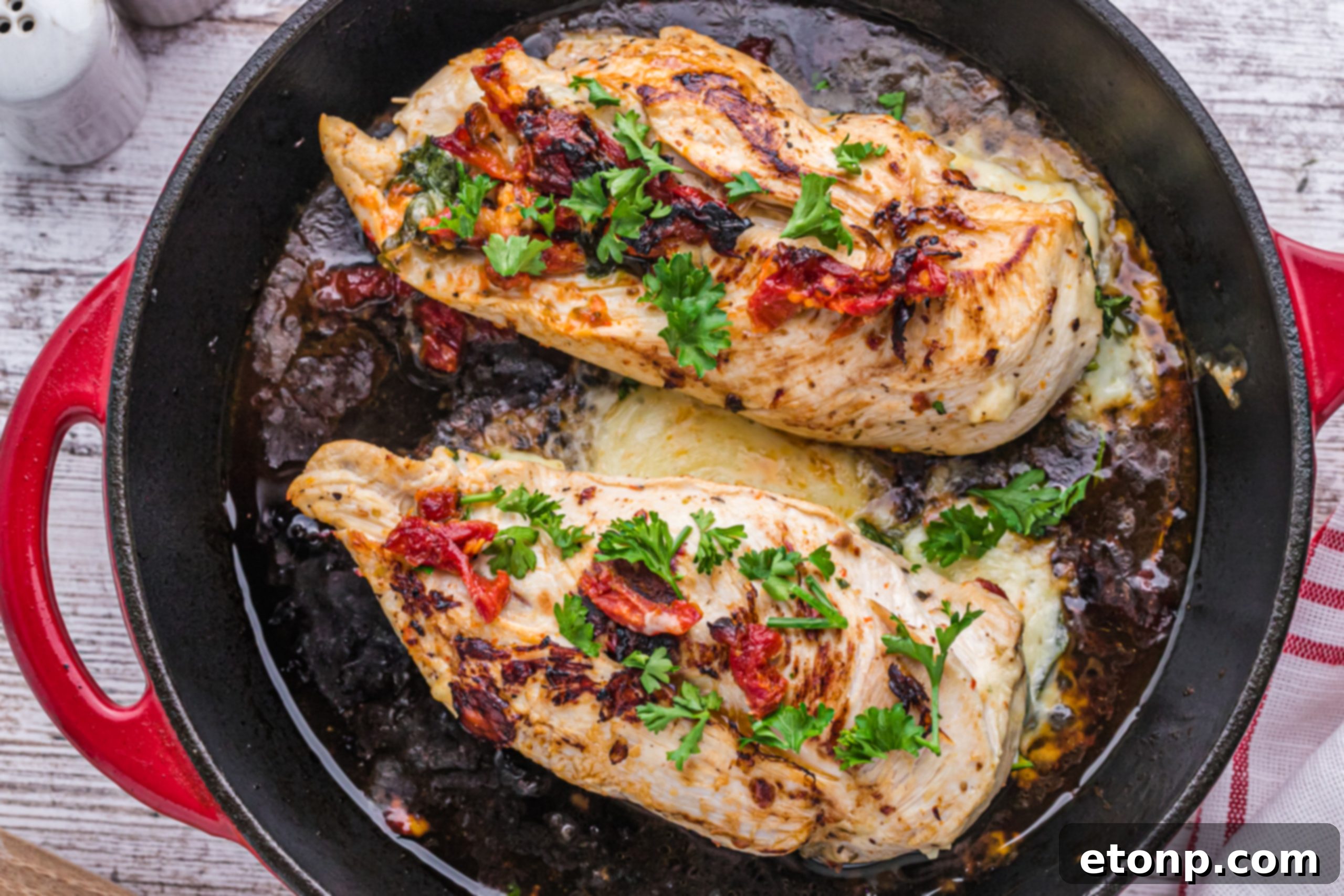 Prepared stuffed chicken breasts