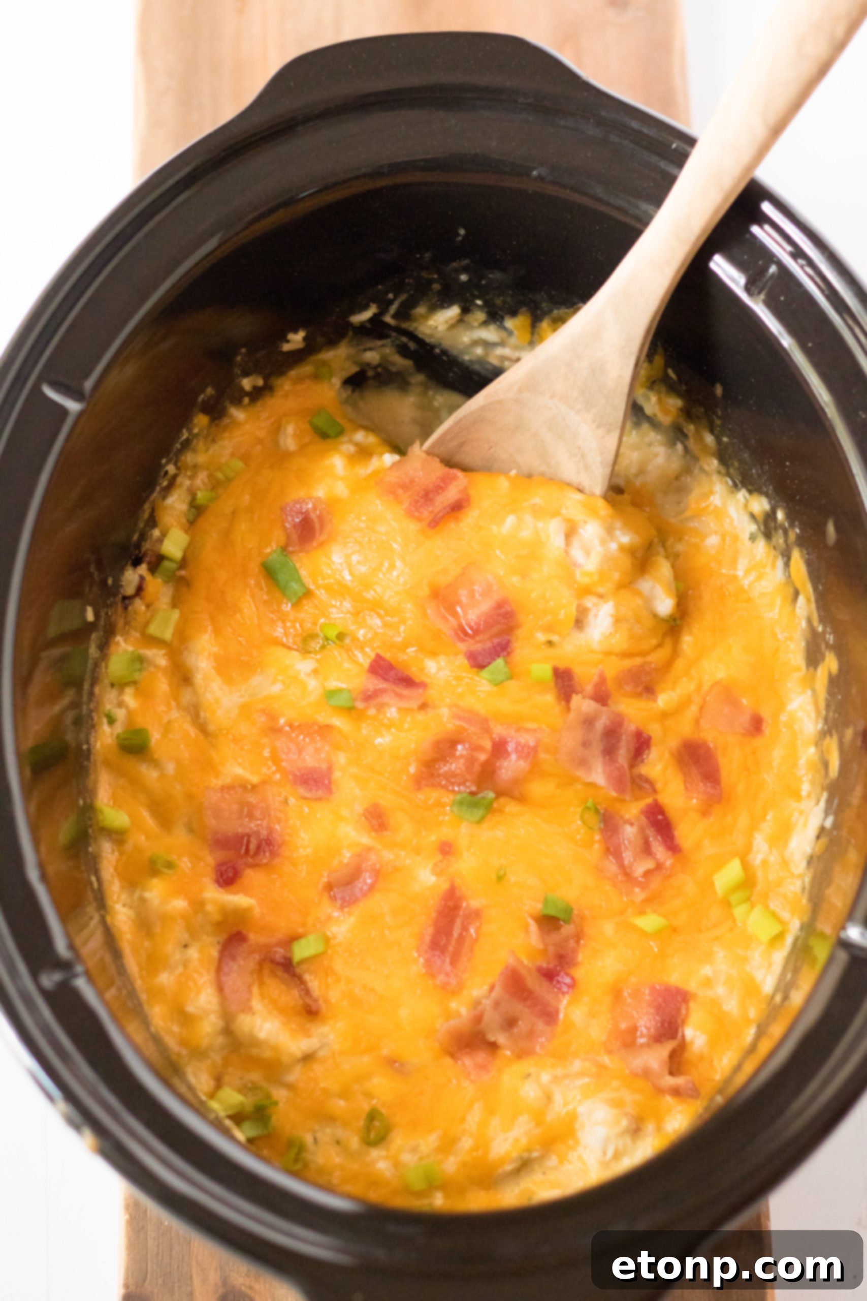 Delicious Slow Cooker Cheesy Crack Chicken and Rice served in a bowl