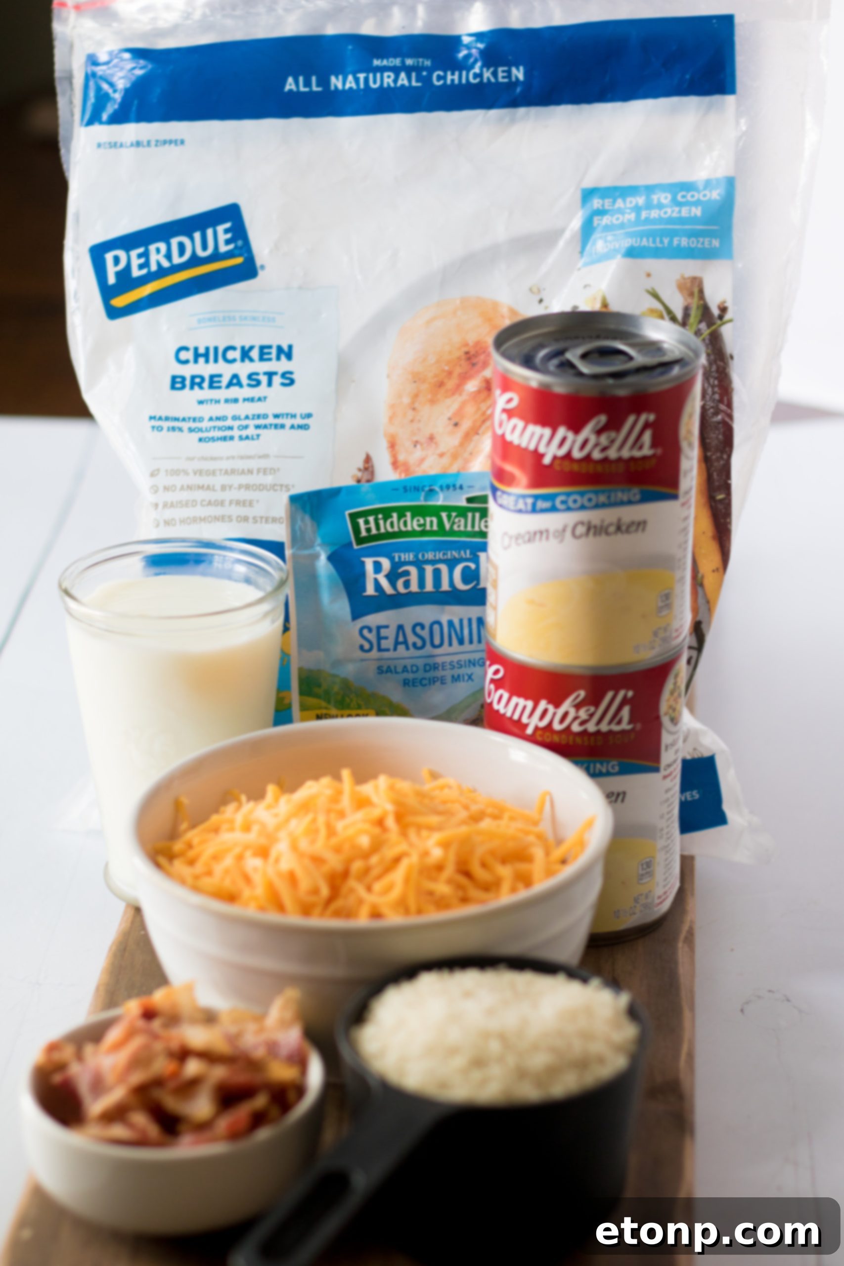 Close-up of creamy Slow Cooker Cheesy Crack Chicken and Rice