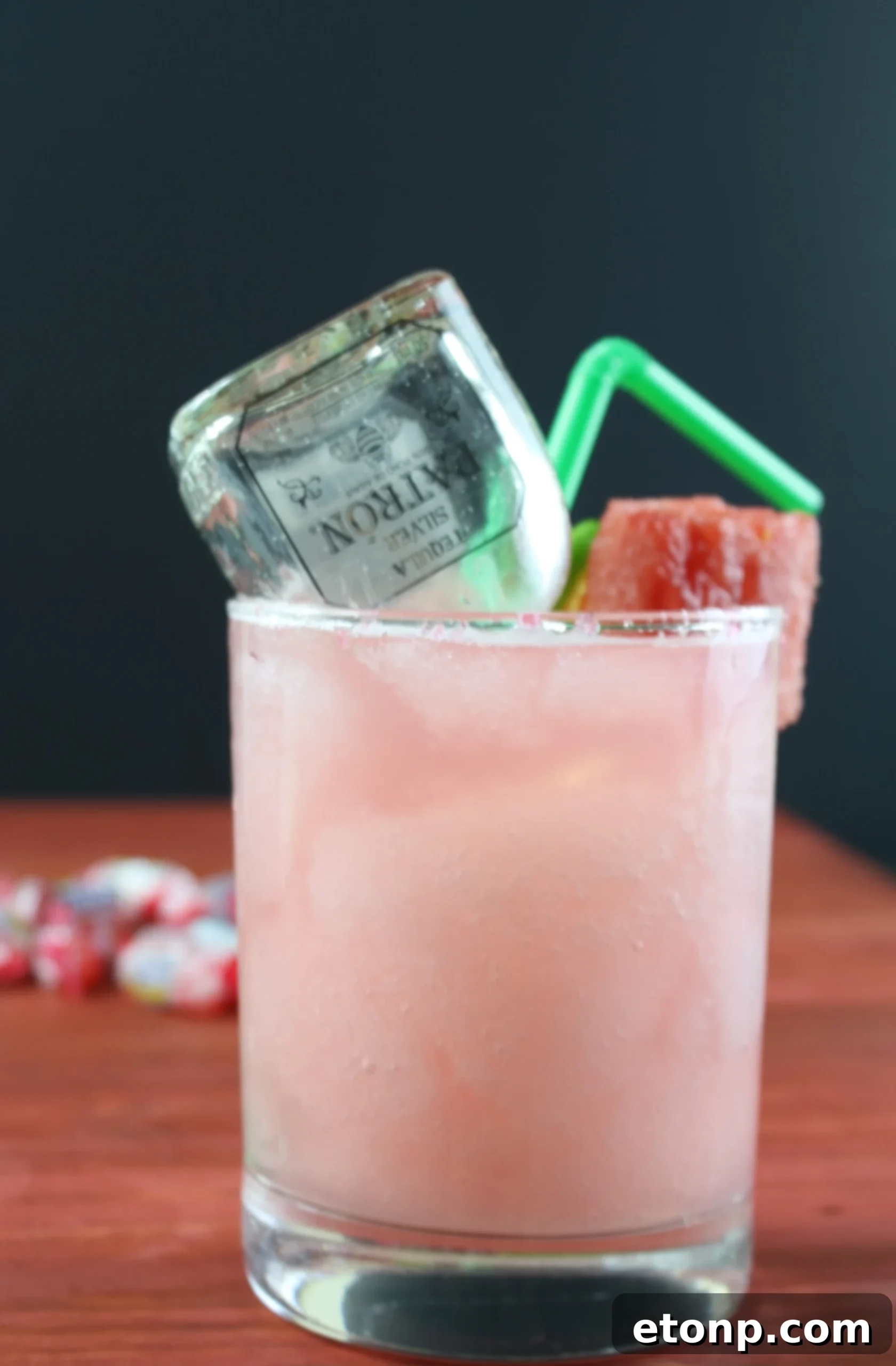 Two glasses of blended Watermelon Margarita ready to serve