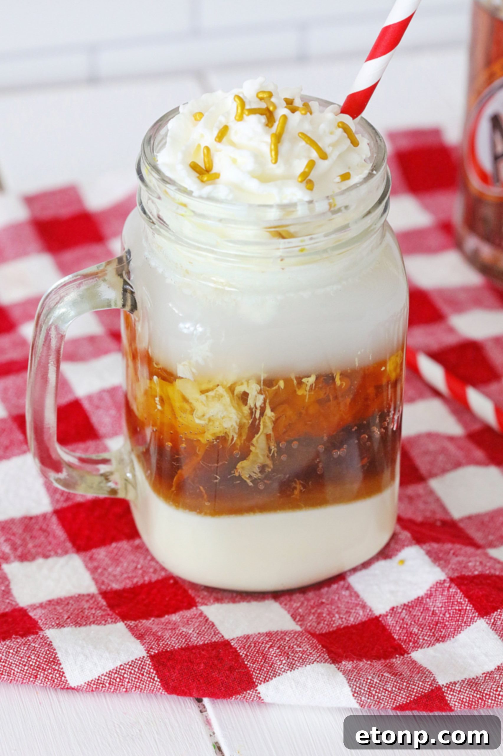 Decadent Layered Root Beer Float Cocktail 2 Delicious Layered Root Beer Float Cocktail, a perfect adult treat for any party.