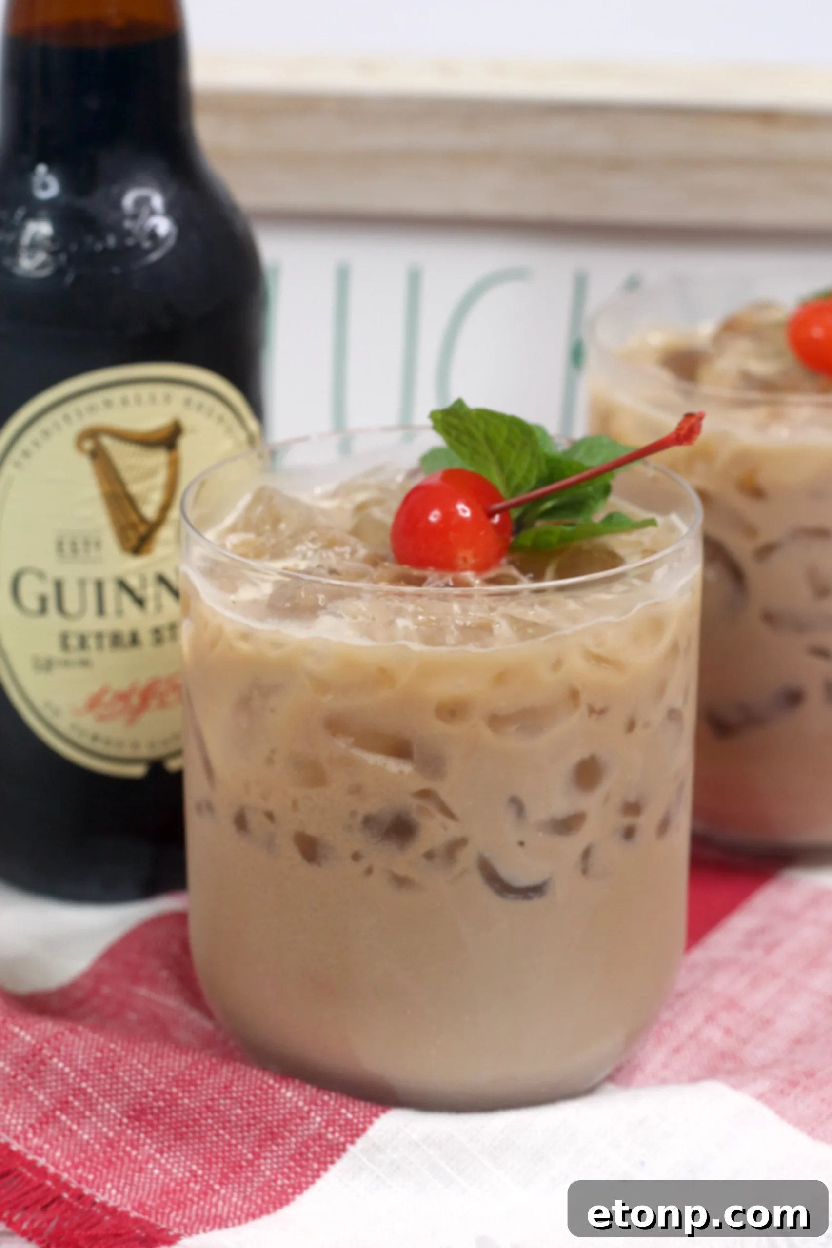 Ingredients for Baileys Irish Cream McGregor Cocktail laid out on a table, showcasing the quality of the products.
