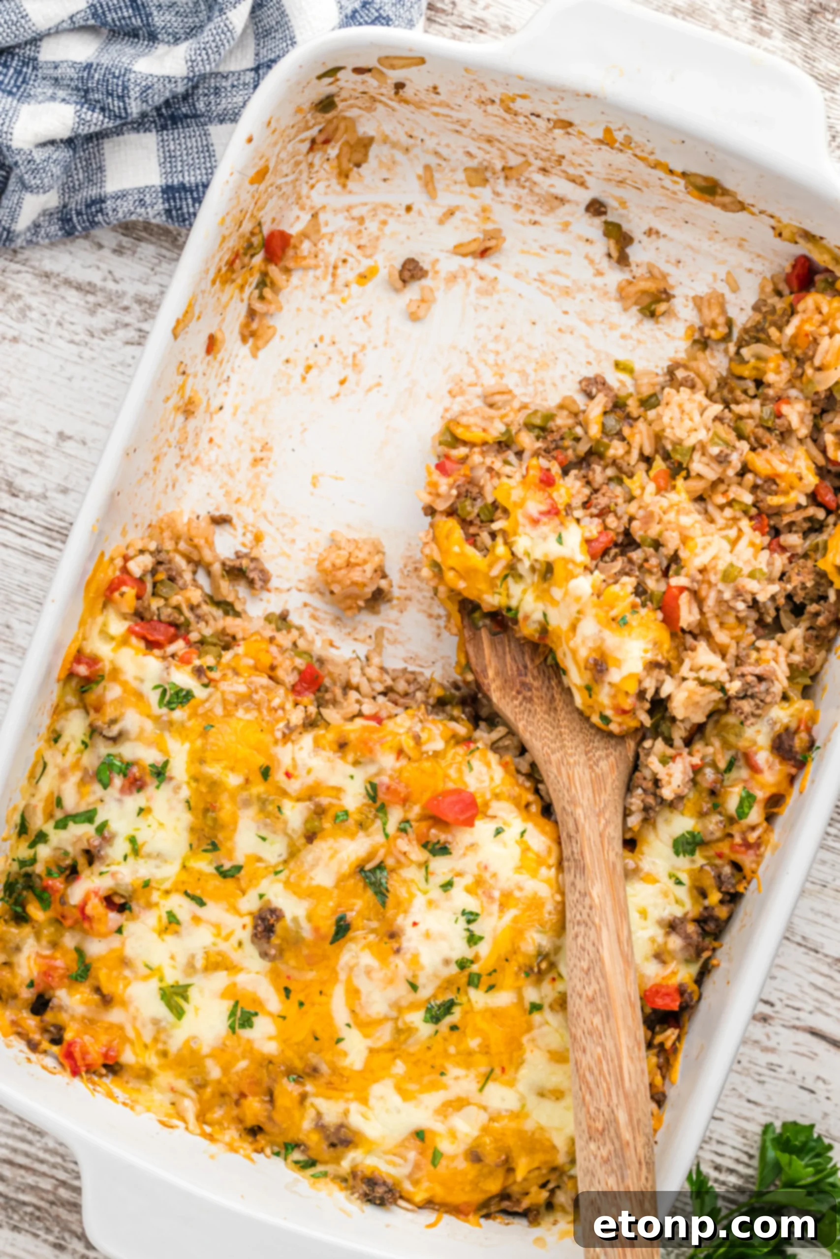 Serving of Stuffed Bell Pepper Casserole on a plate