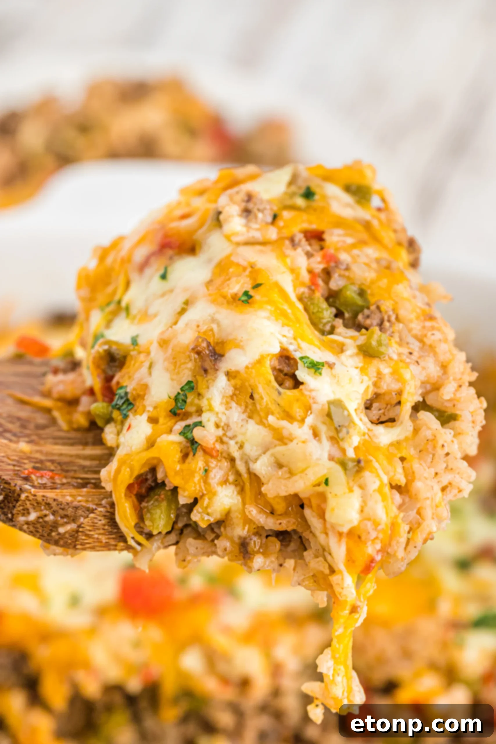 Leftover Stuffed Bell Pepper Casserole stored in a dish