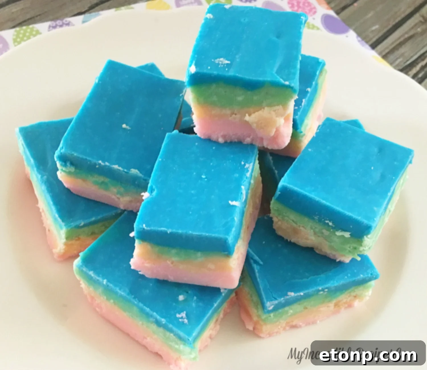 A selection of Unicorn Fudge squares ready to enjoy