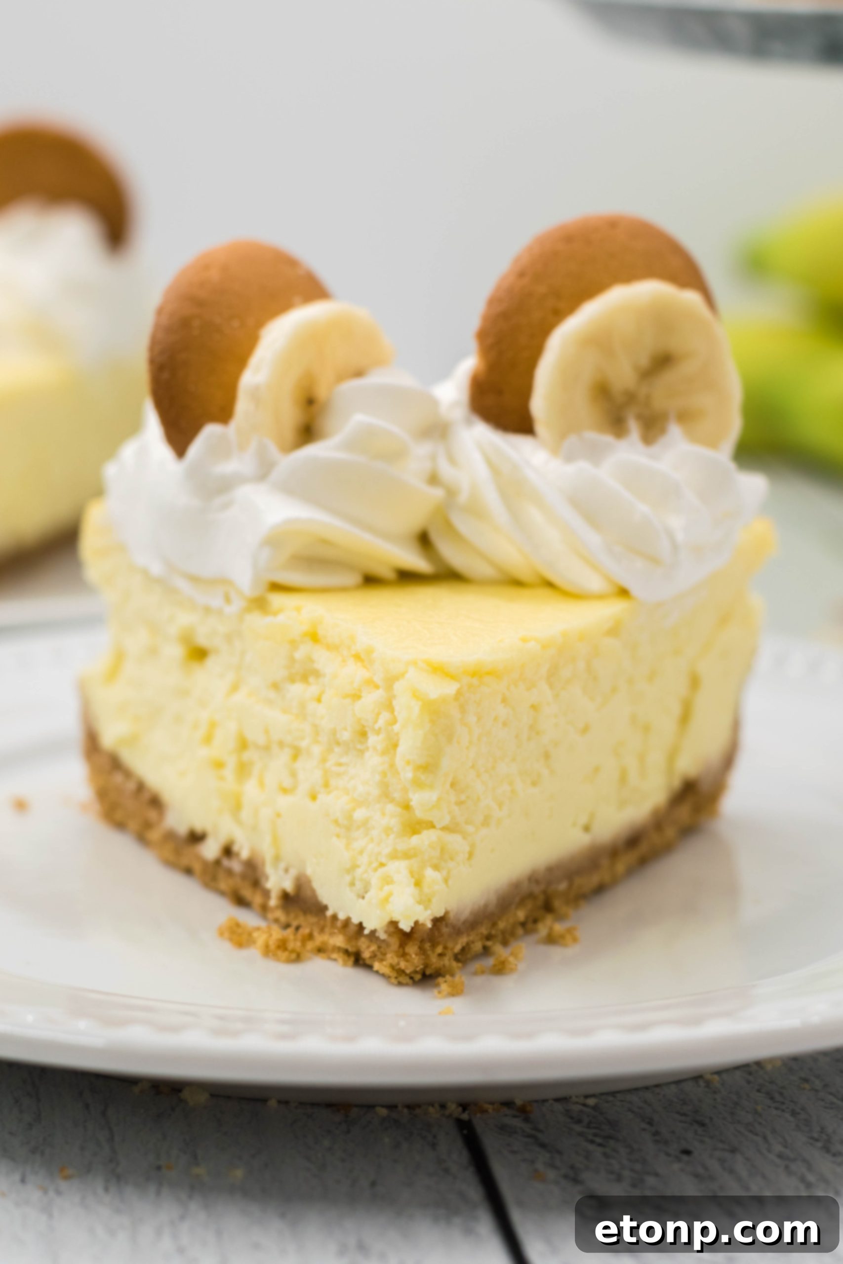 Banana Pudding Cheesecake on a plate