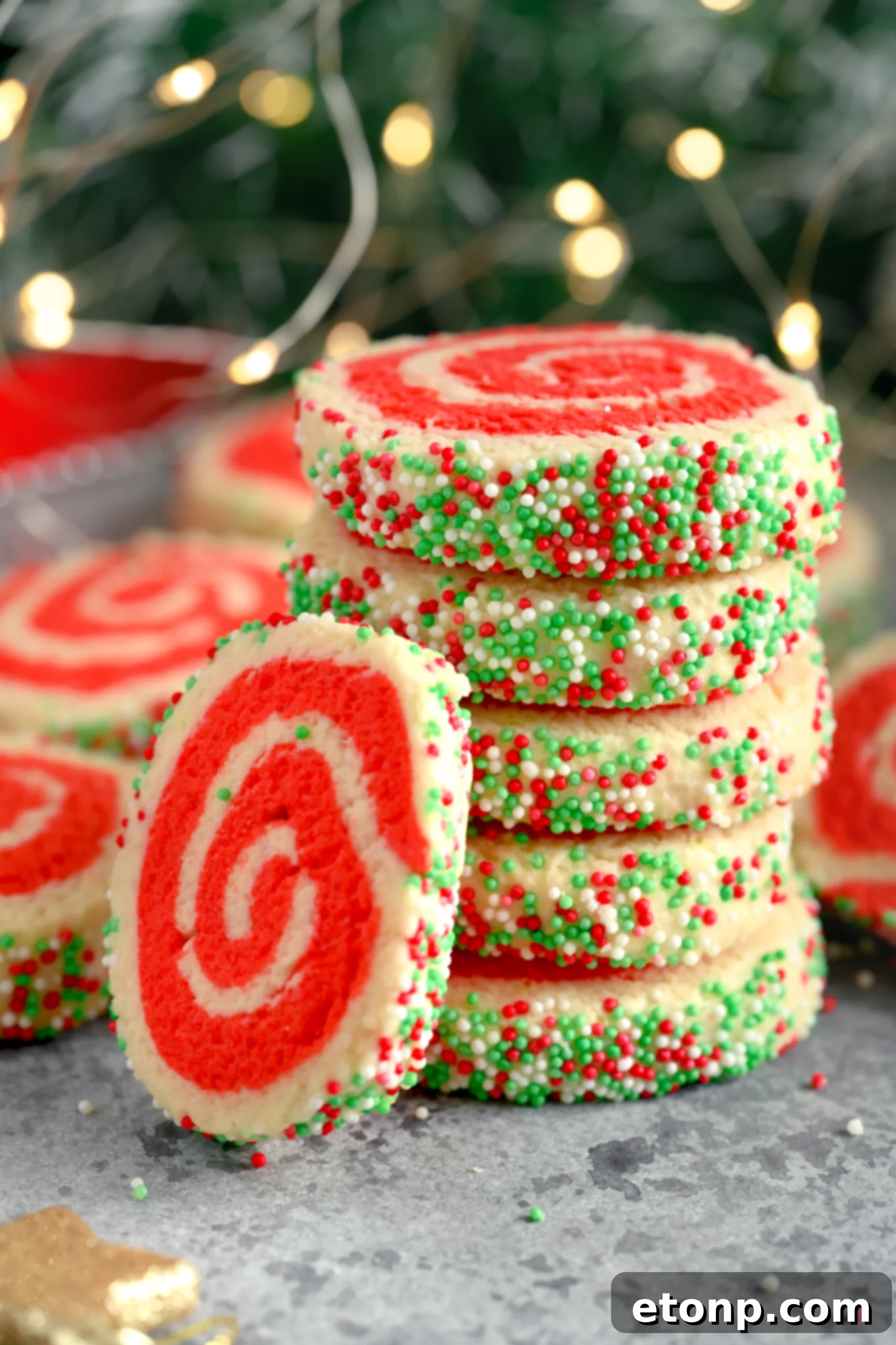 Yuletide Swirl Delights 2 Christmas Pinwheel Cookies on a plate