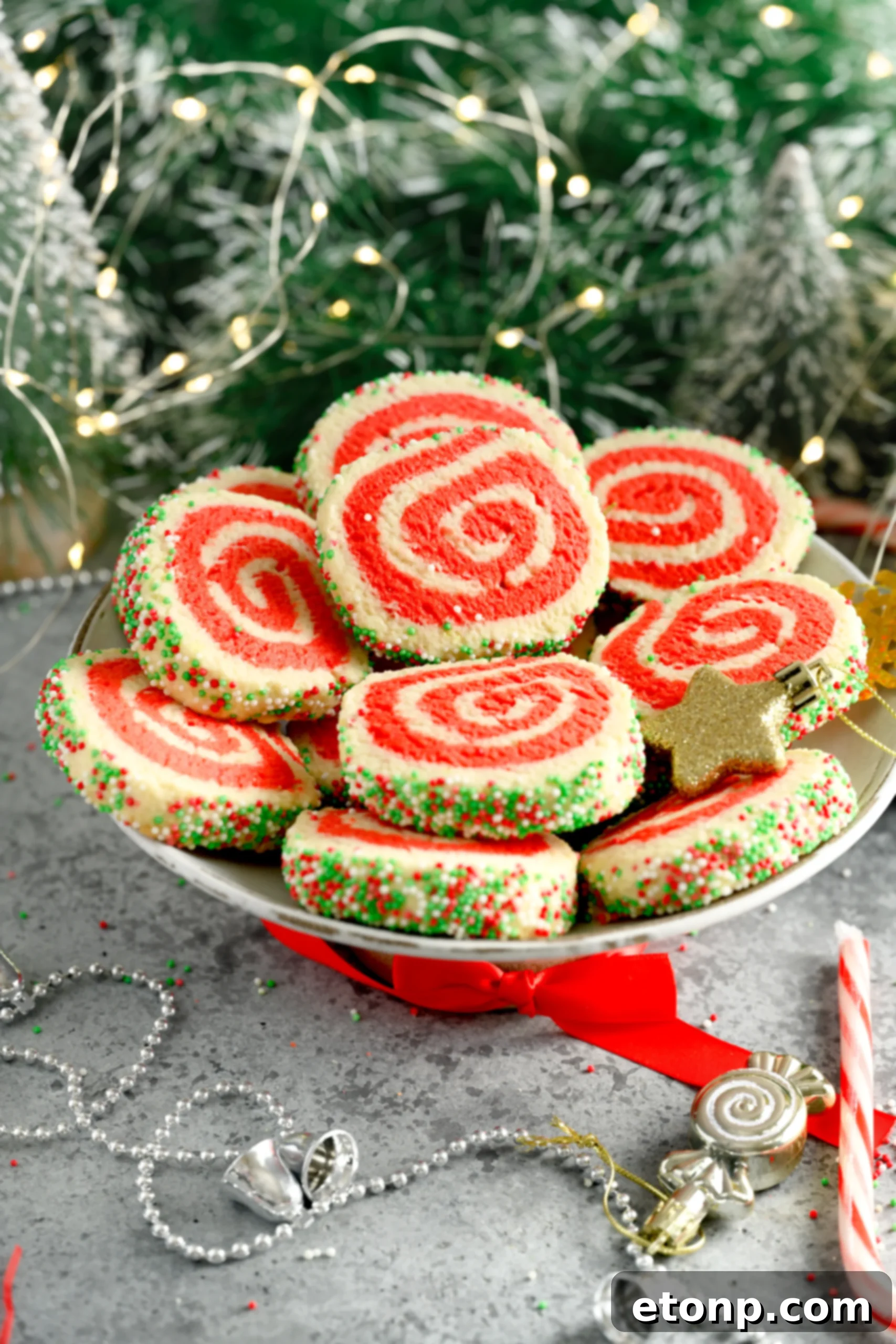 Yuletide Swirl Delights 15 A container of Christmas Pinwheel Cookies