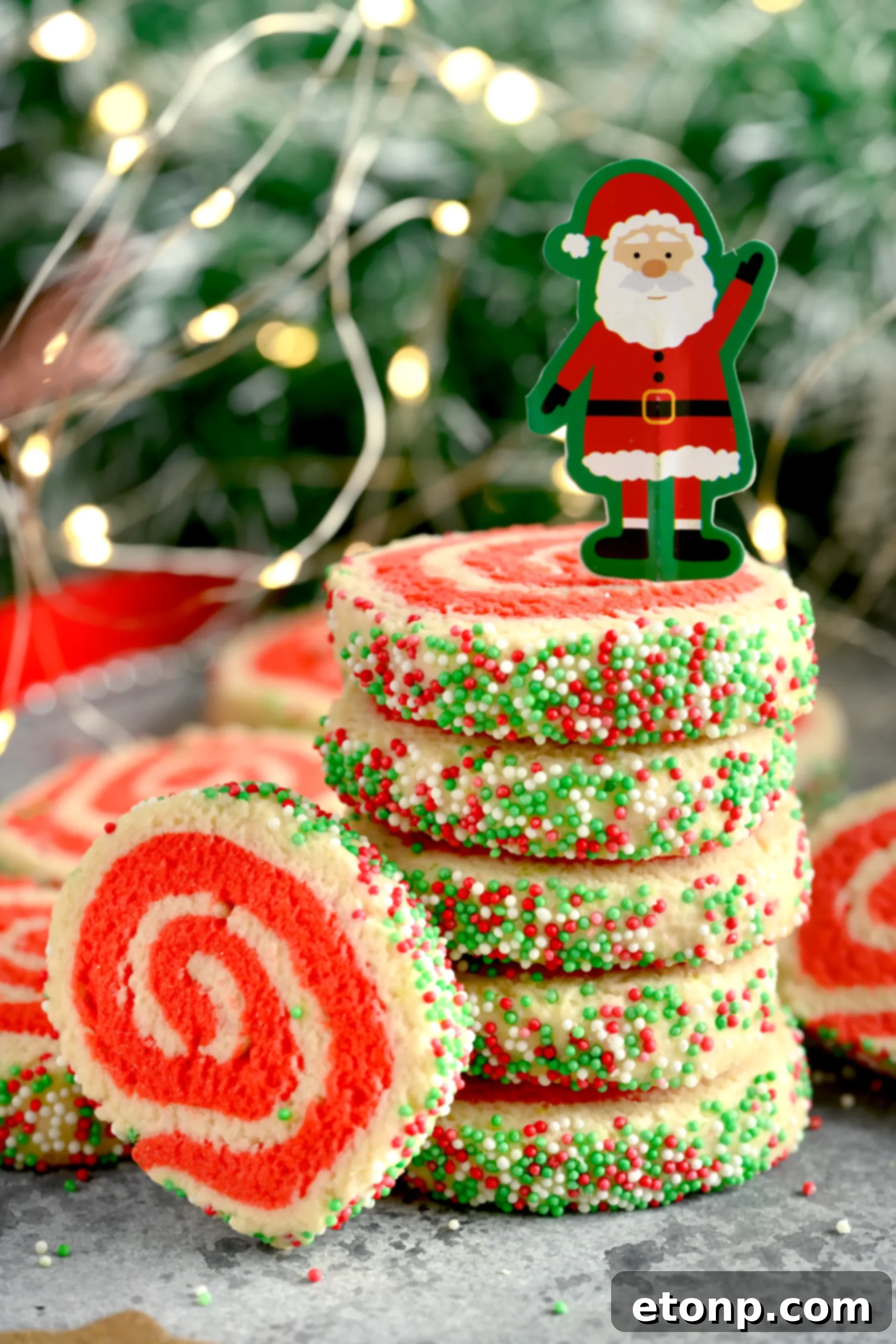 Yuletide Swirl Delights 4 Raw Christmas Pinwheel Cookie dough logs being rolled