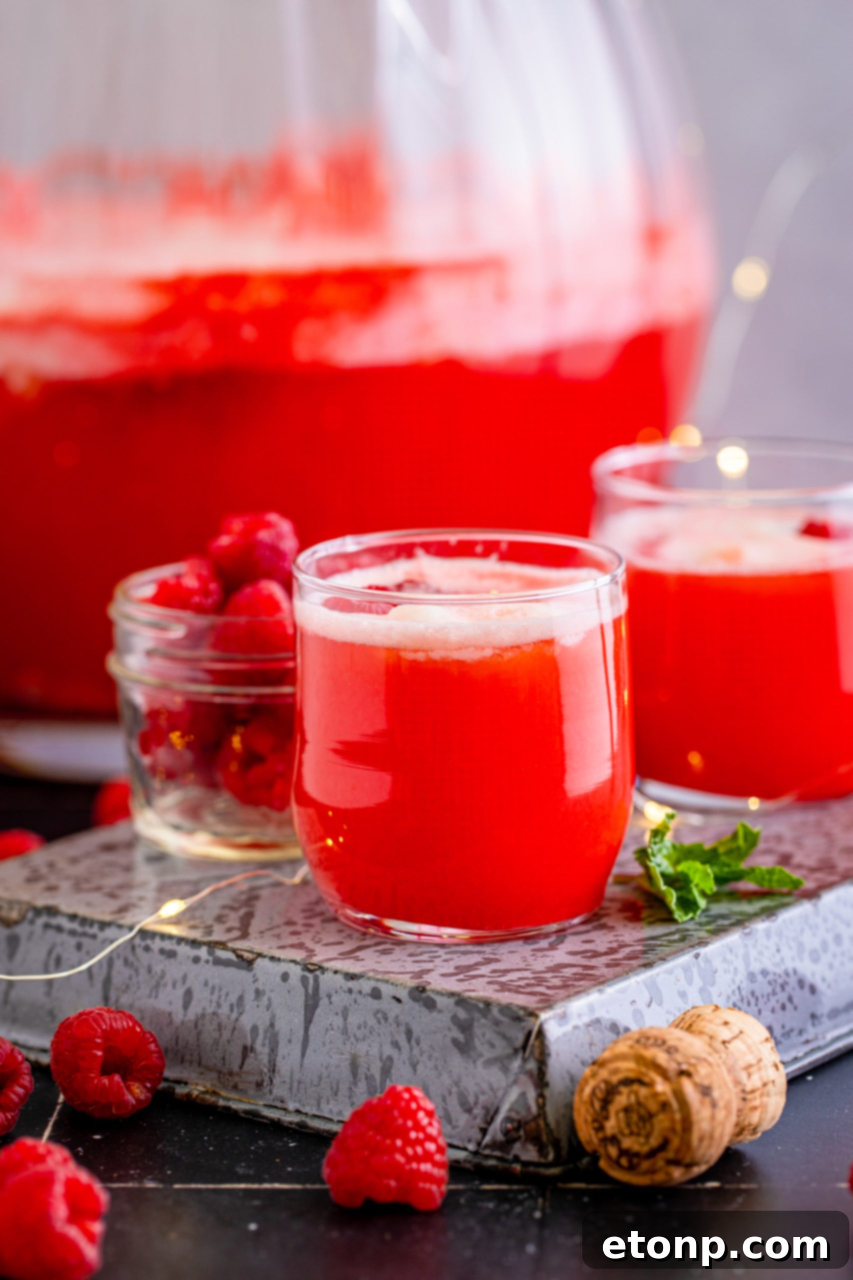 Three glasses of Boozy Sherbet Punch ready to be served