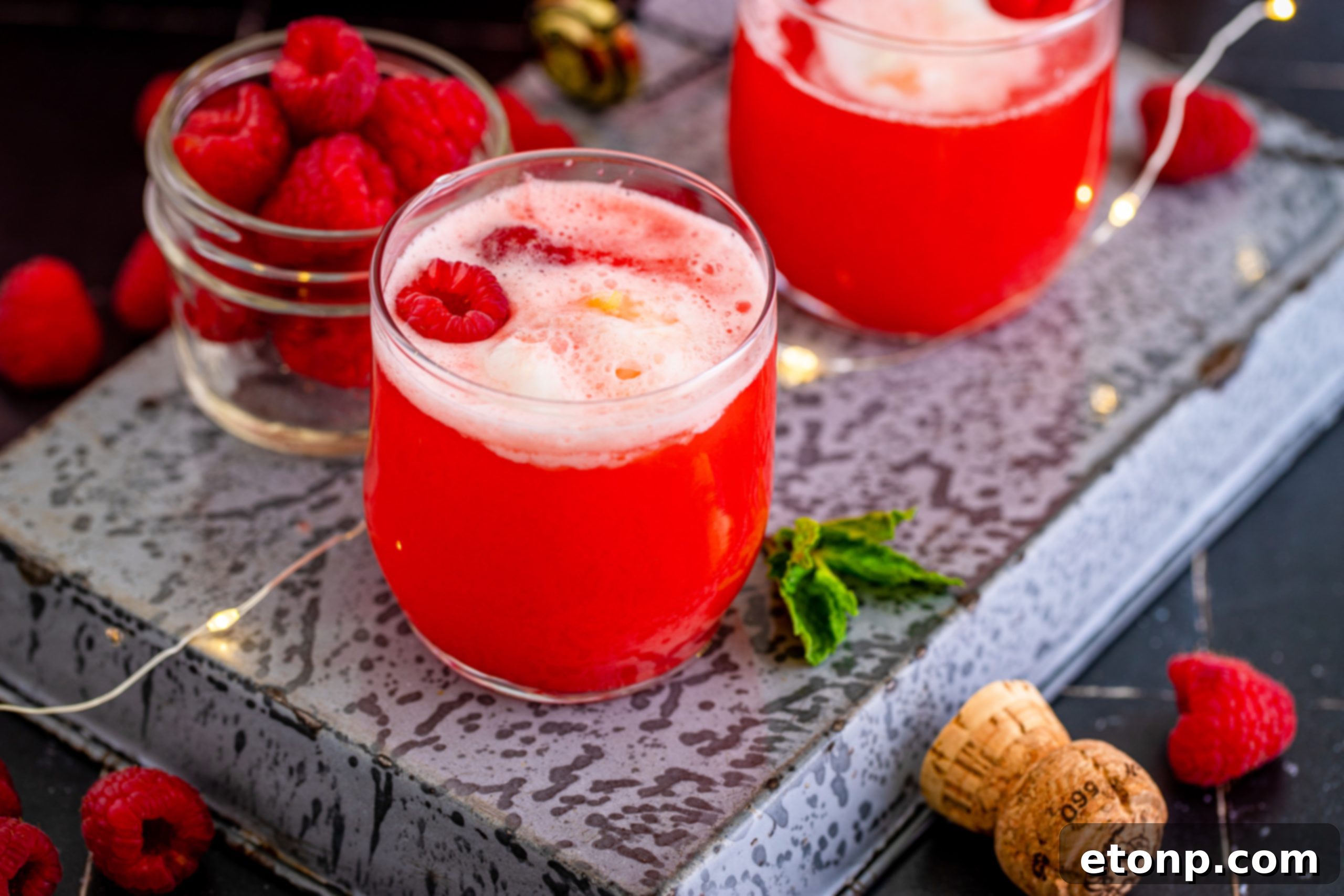 Close up of a glass of Boozy Sherbet Punch being enjoyed outdoors