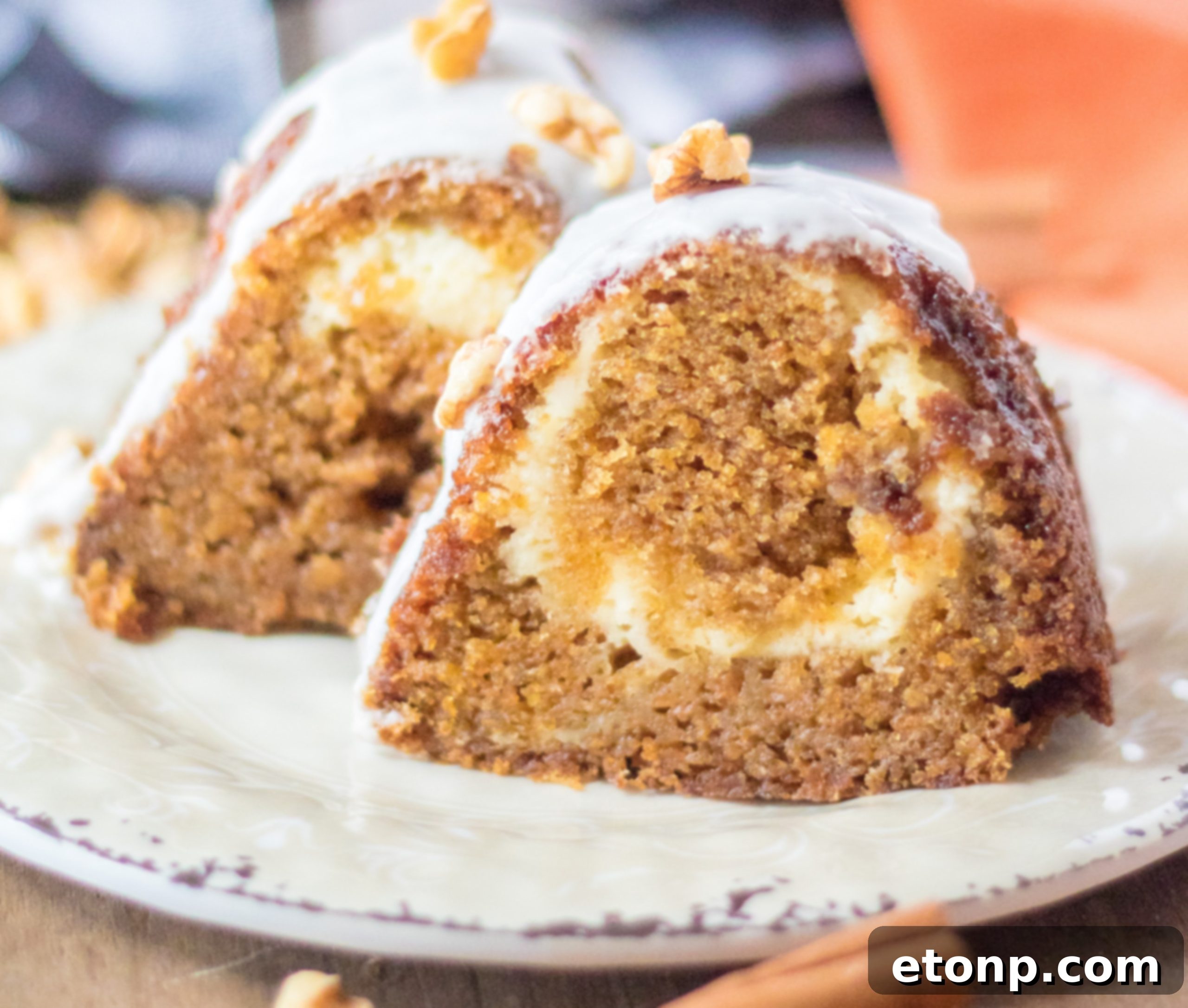 Carrot Cake with a Cheesecake Heart 2 Cheesecake Stuffed Carrot Cake top view