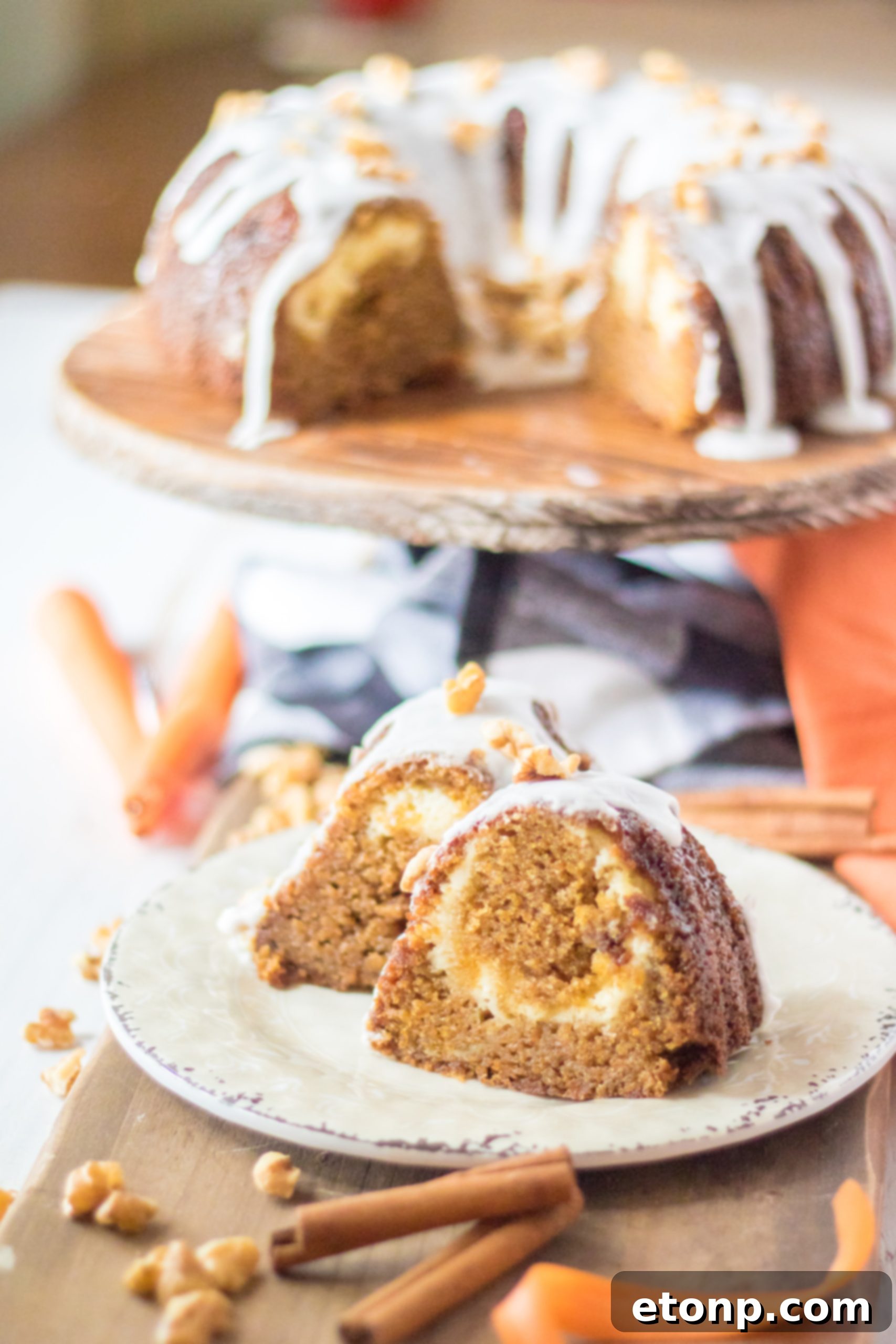 Carrot Cake with a Cheesecake Heart 14 Finished Cheesecake Stuffed Carrot Cake