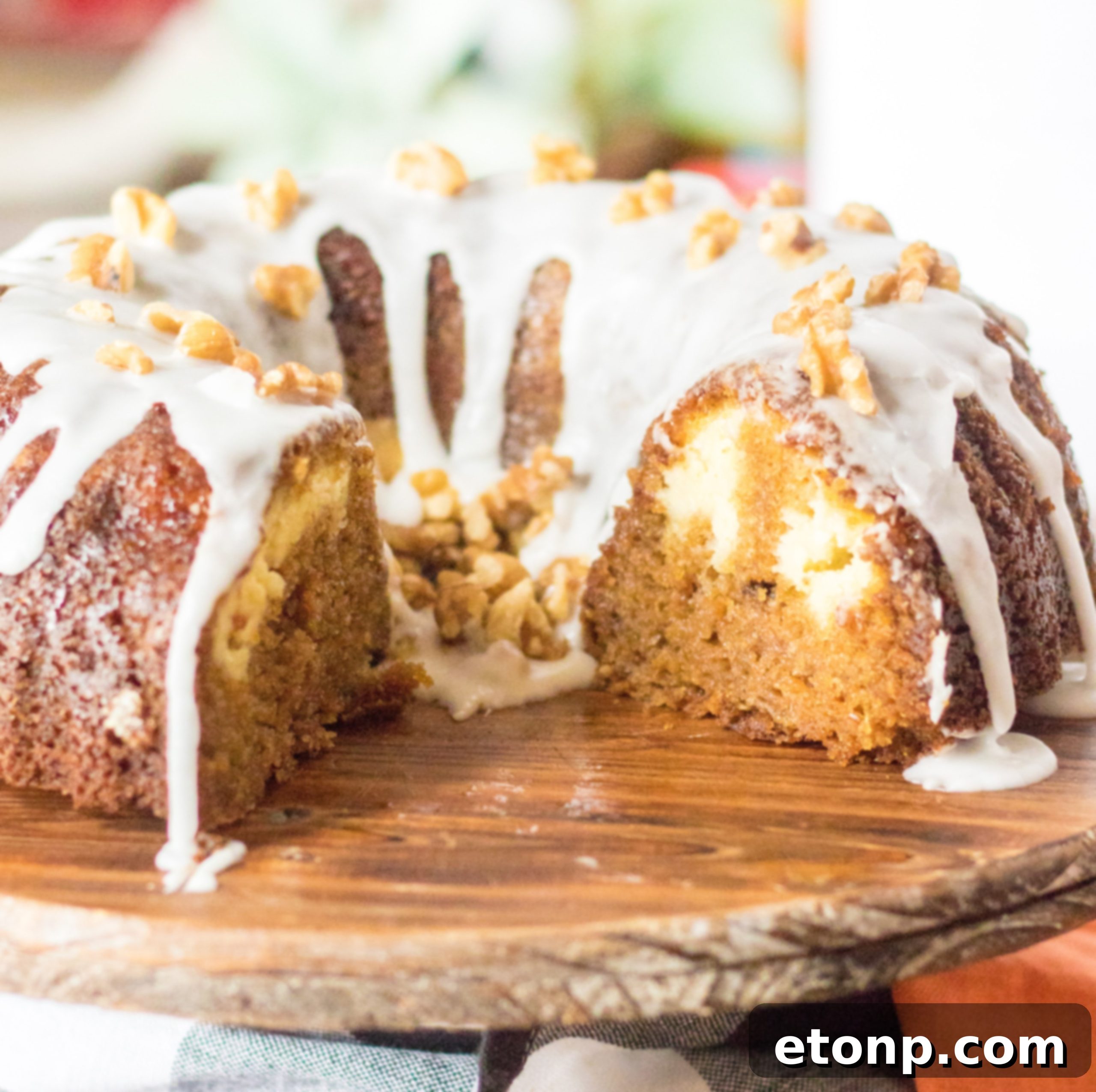 Carrot Cake with a Cheesecake Heart 8 Cheesecake Stuffed Carrot Cake ready to serve
