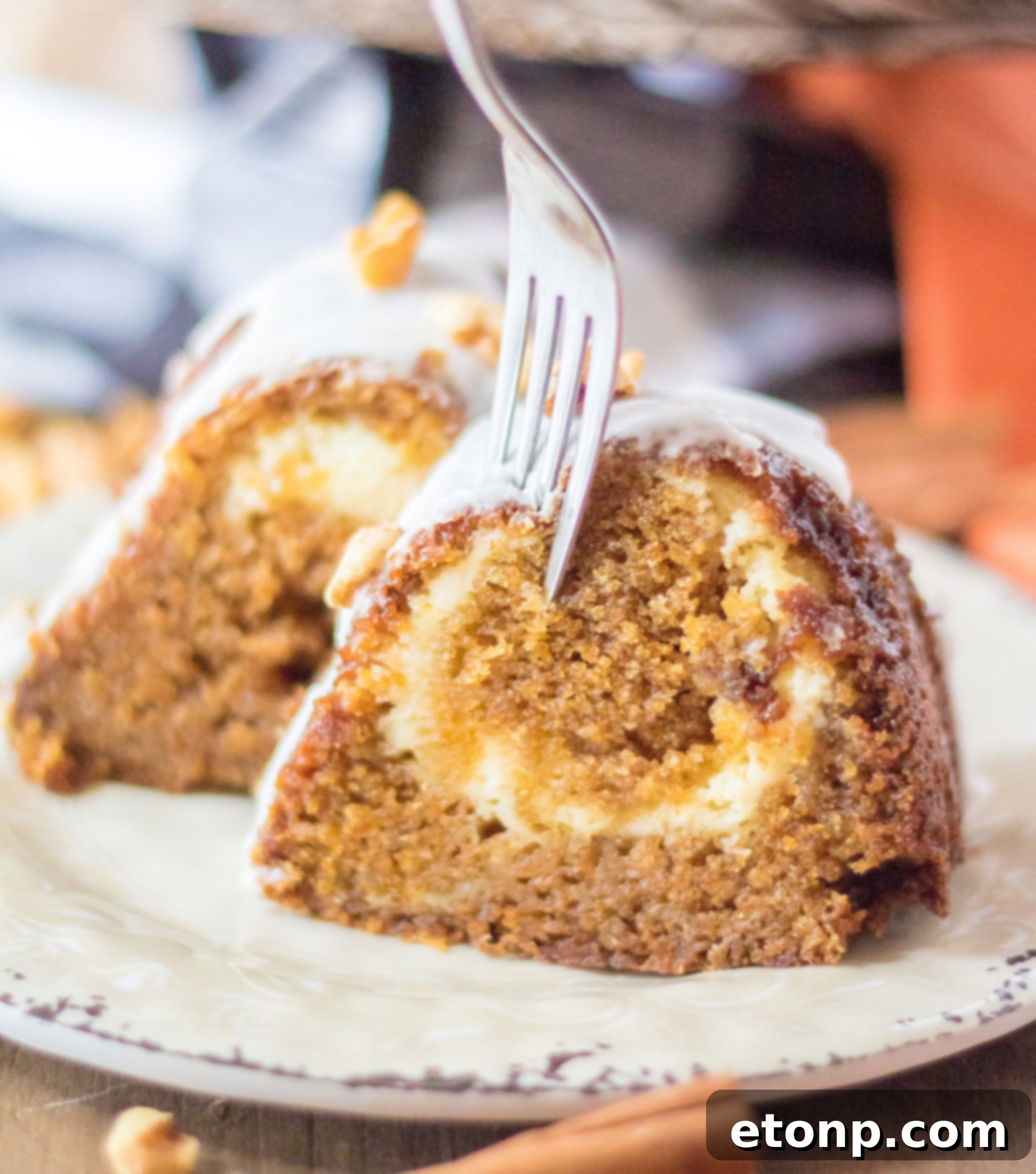 Carrot Cake with a Cheesecake Heart 9 Cheesecake Stuffed Carrot Cake close up