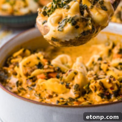 Slow Cooker Creamy Tortellini Soup