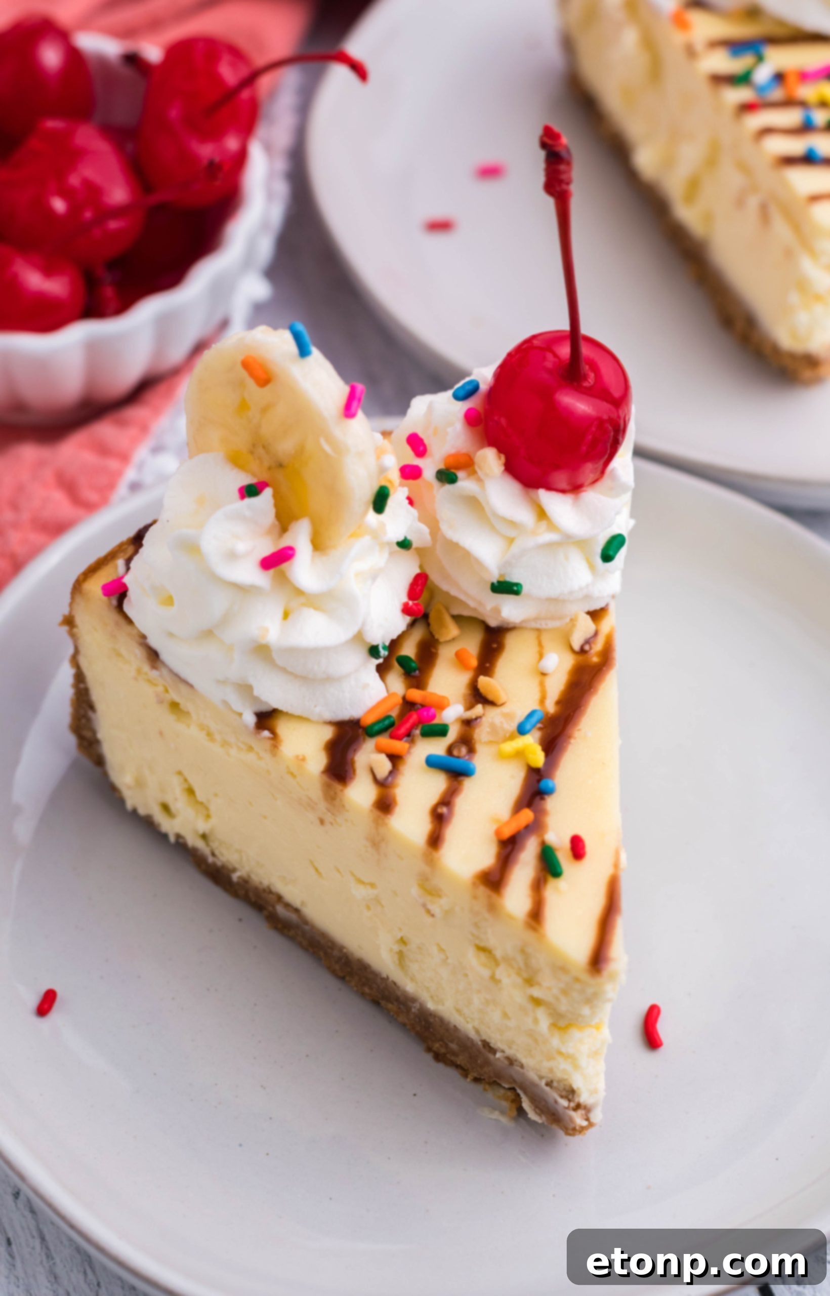Ingredients for the cheesecake crust: graham cracker crumbs and melted butter, prepared in separate bowls, ready to be mixed and pressed into a pan.