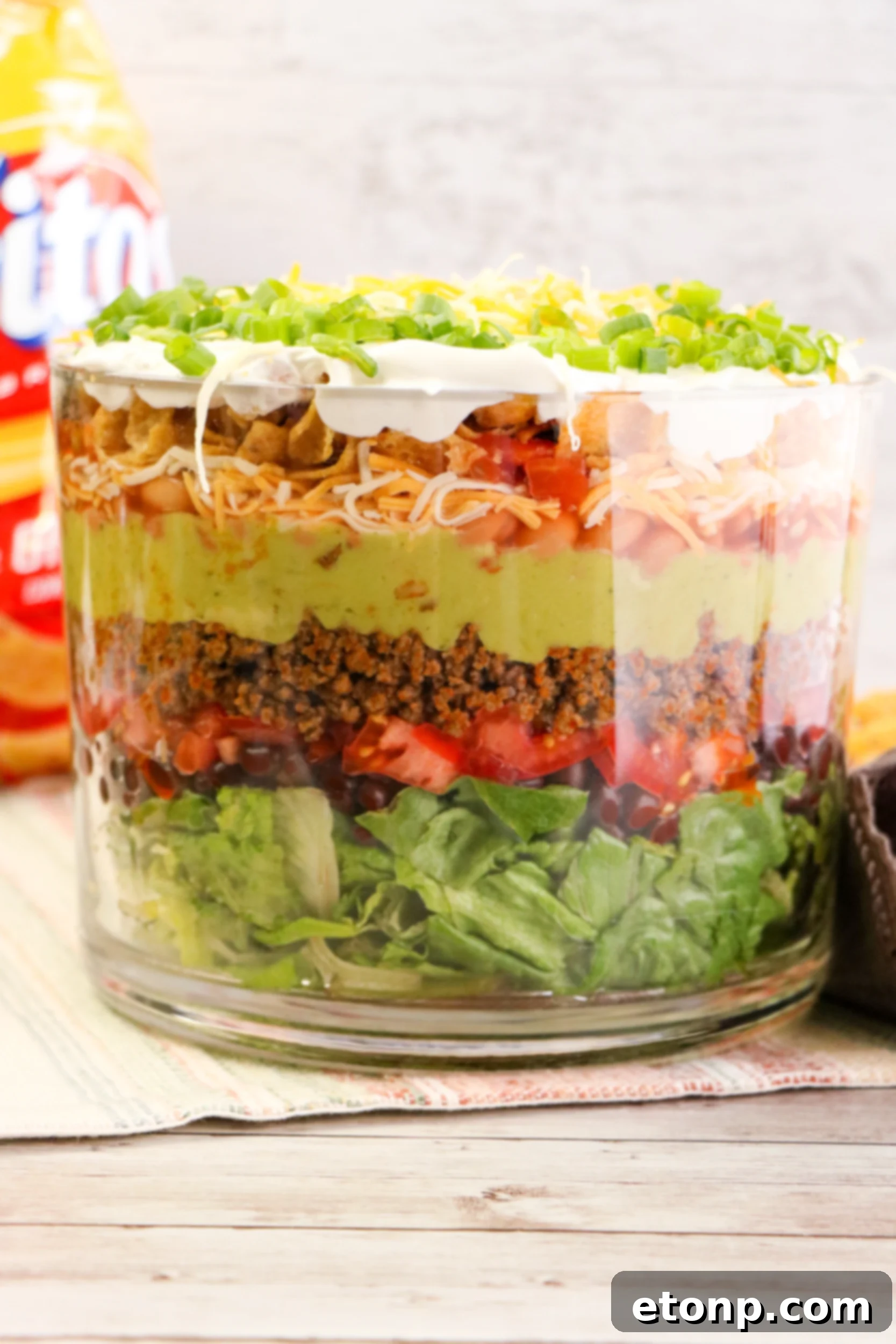 Taco Salad Trifle showing off its distinct layers