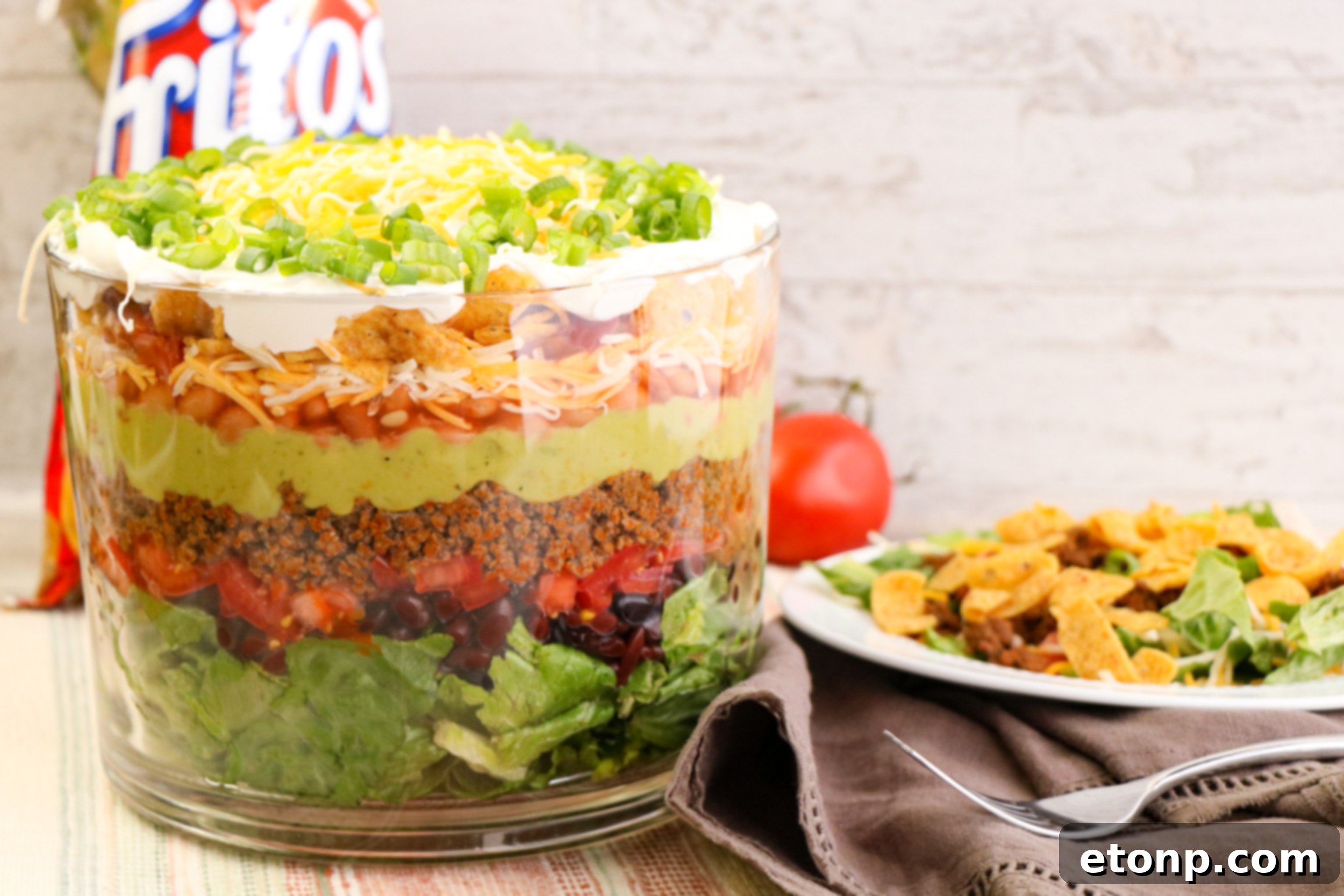 A spoonful of delicious Taco Salad Trifle