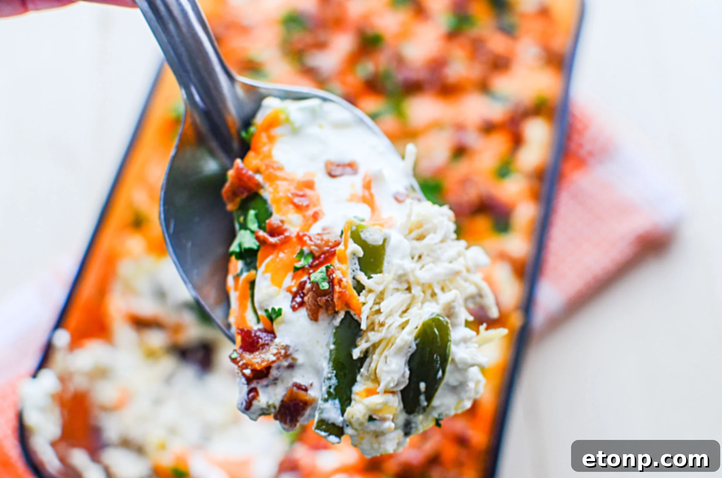 Keto Jalapeño Popper Chicken Bake 11 Overhead shot of the entire Jalapeno Popper Chicken Casserole dish