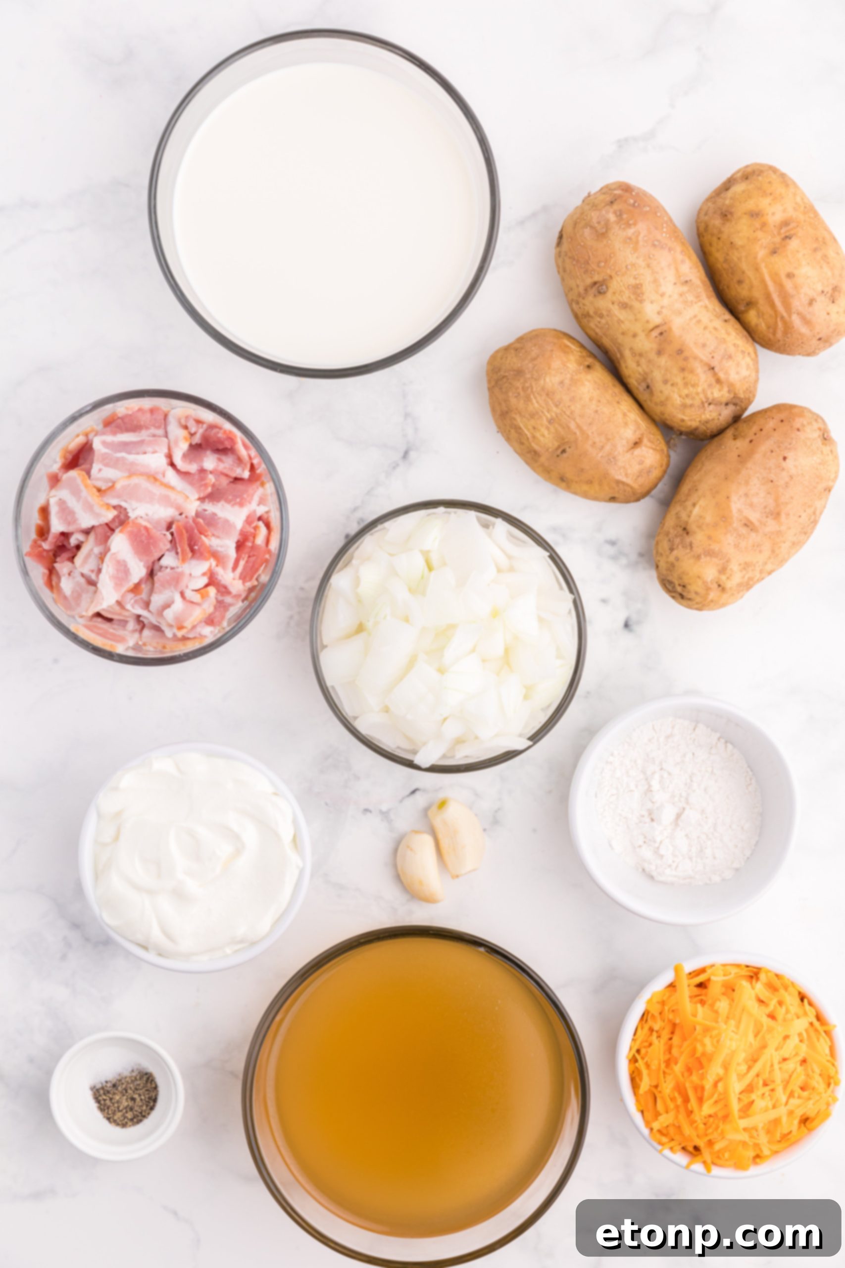 Close-up of creamy Loaded Baked Potato Soup