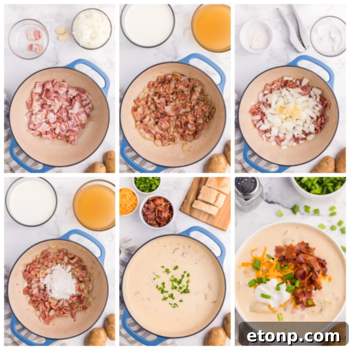 Loaded Baked Potato Soup in a bowl with a spoon