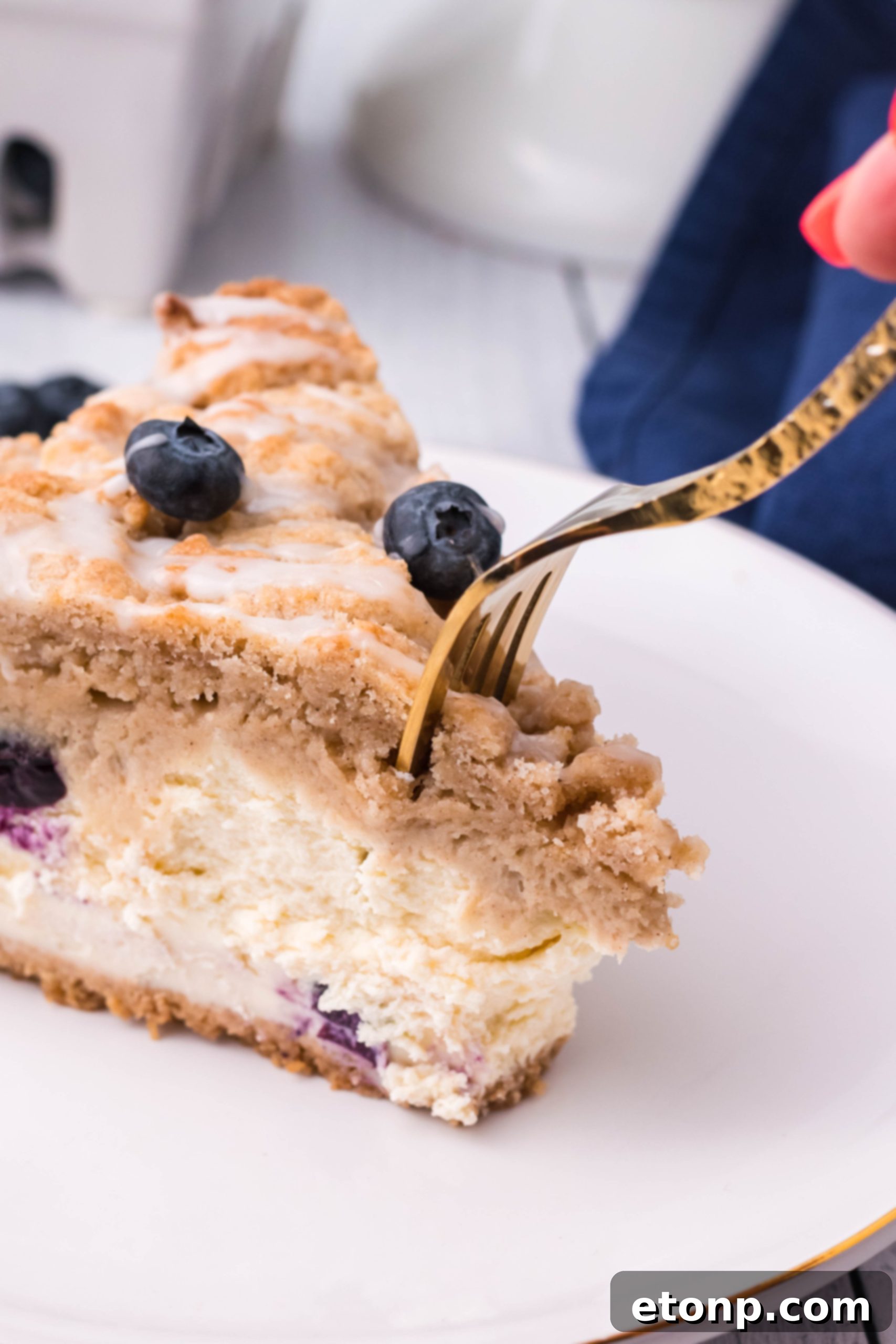 Blueberry Streusel Cheesecake 9 Cream cheese blocks
