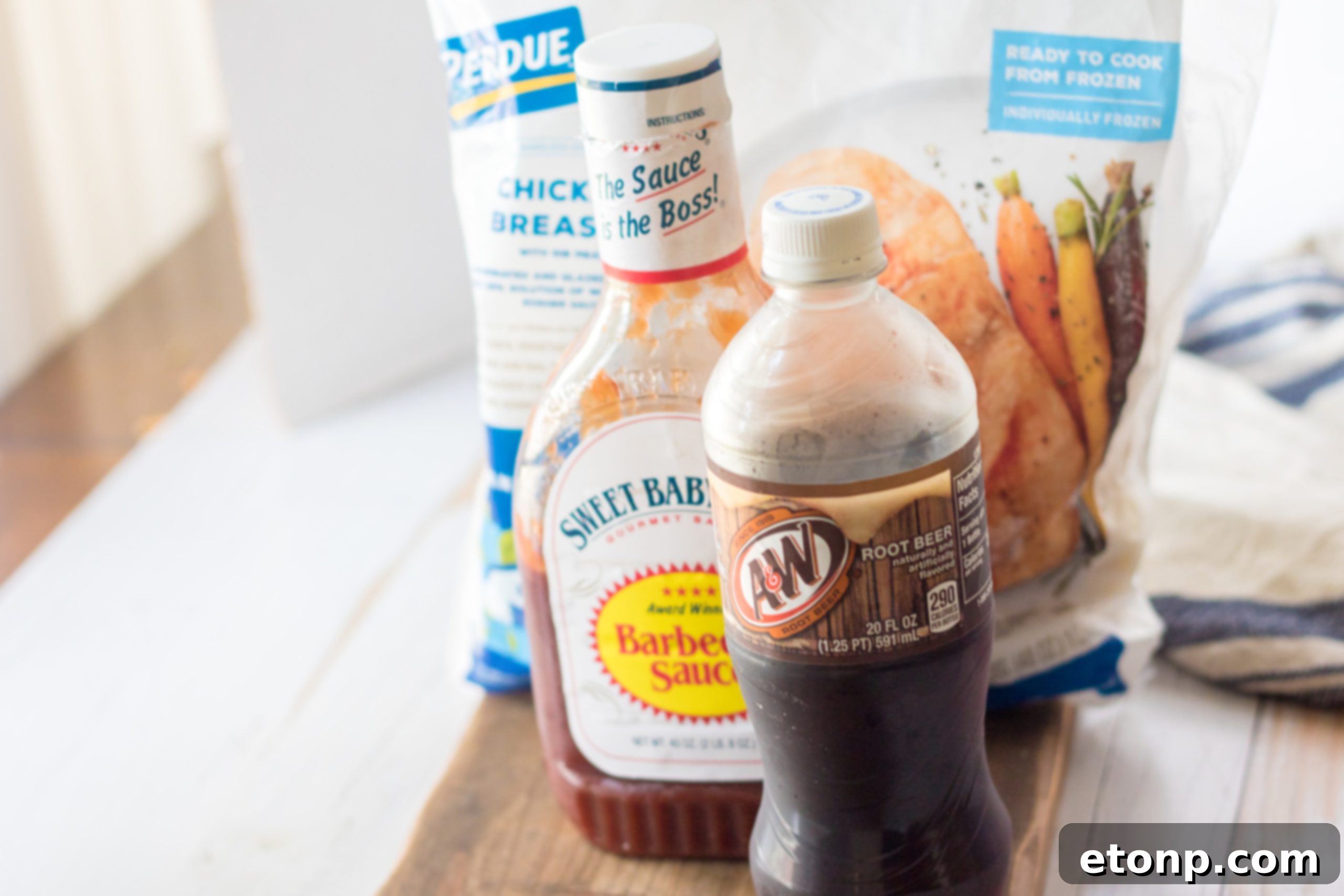 Slow Cooker Root Beer Chicken on a serving platter