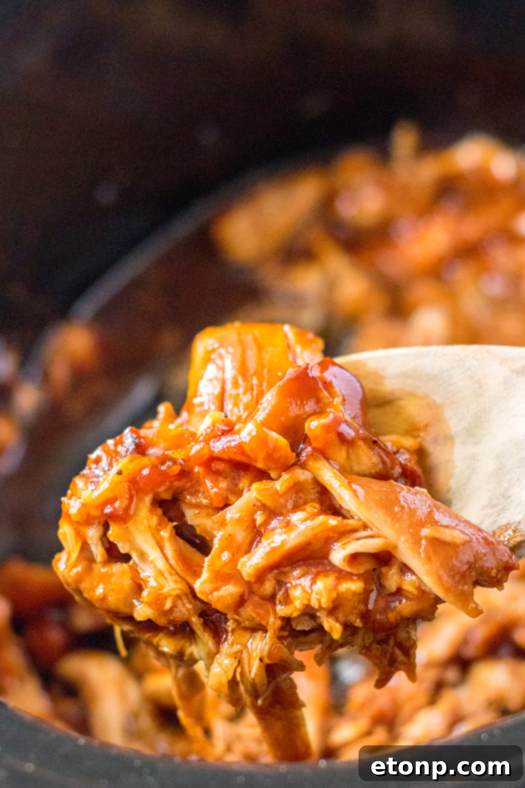Slow cooker with chicken, BBQ sauce, and root beer