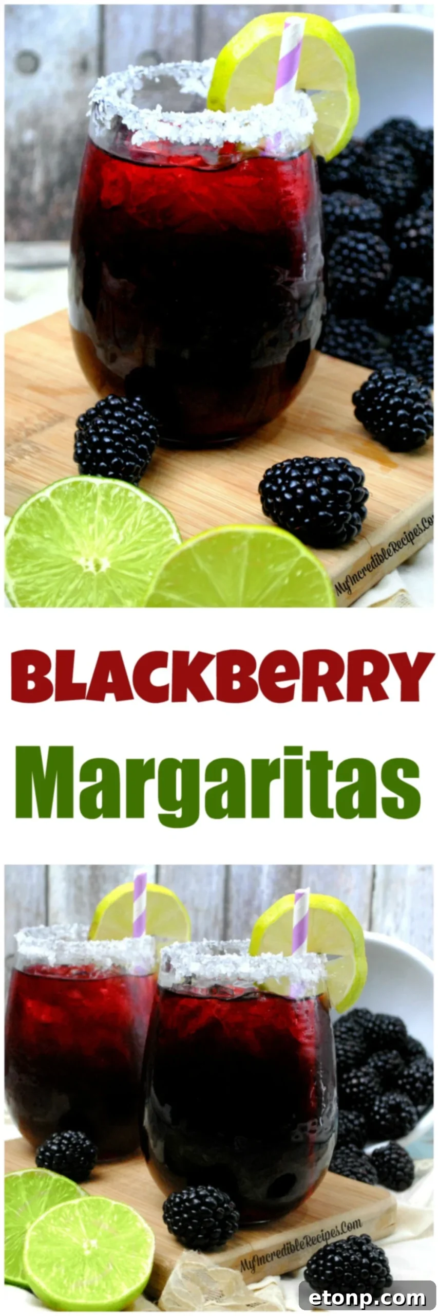A Pinterest-optimized image for Blackberry Margarita recipe.