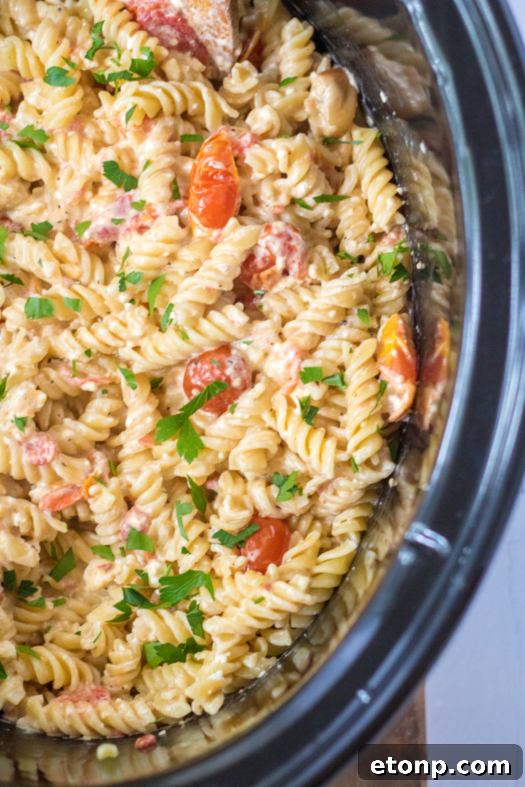 Ingredients for Slow Cooker Tomato Feta Pasta