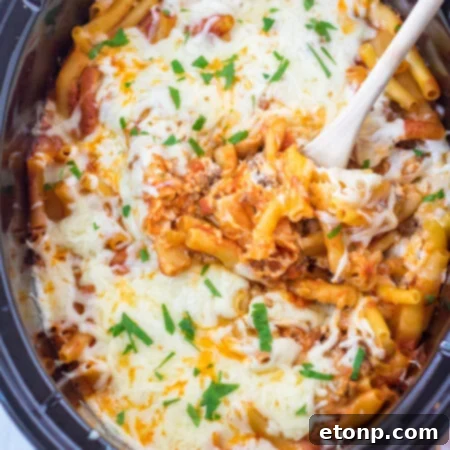 Slow Cooker Cheesy Baked Pasta