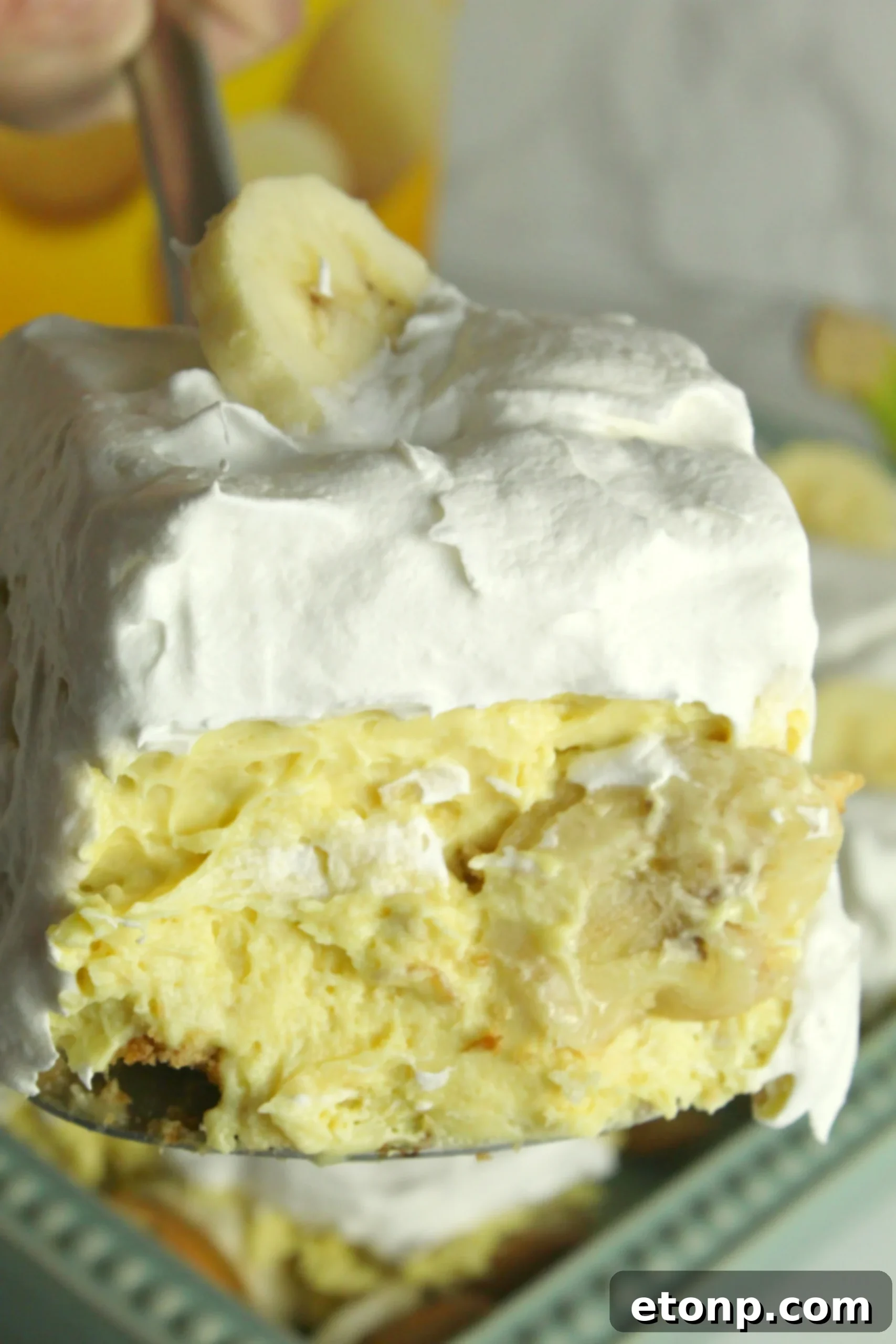 A finished serving of banana pudding ready to be enjoyed