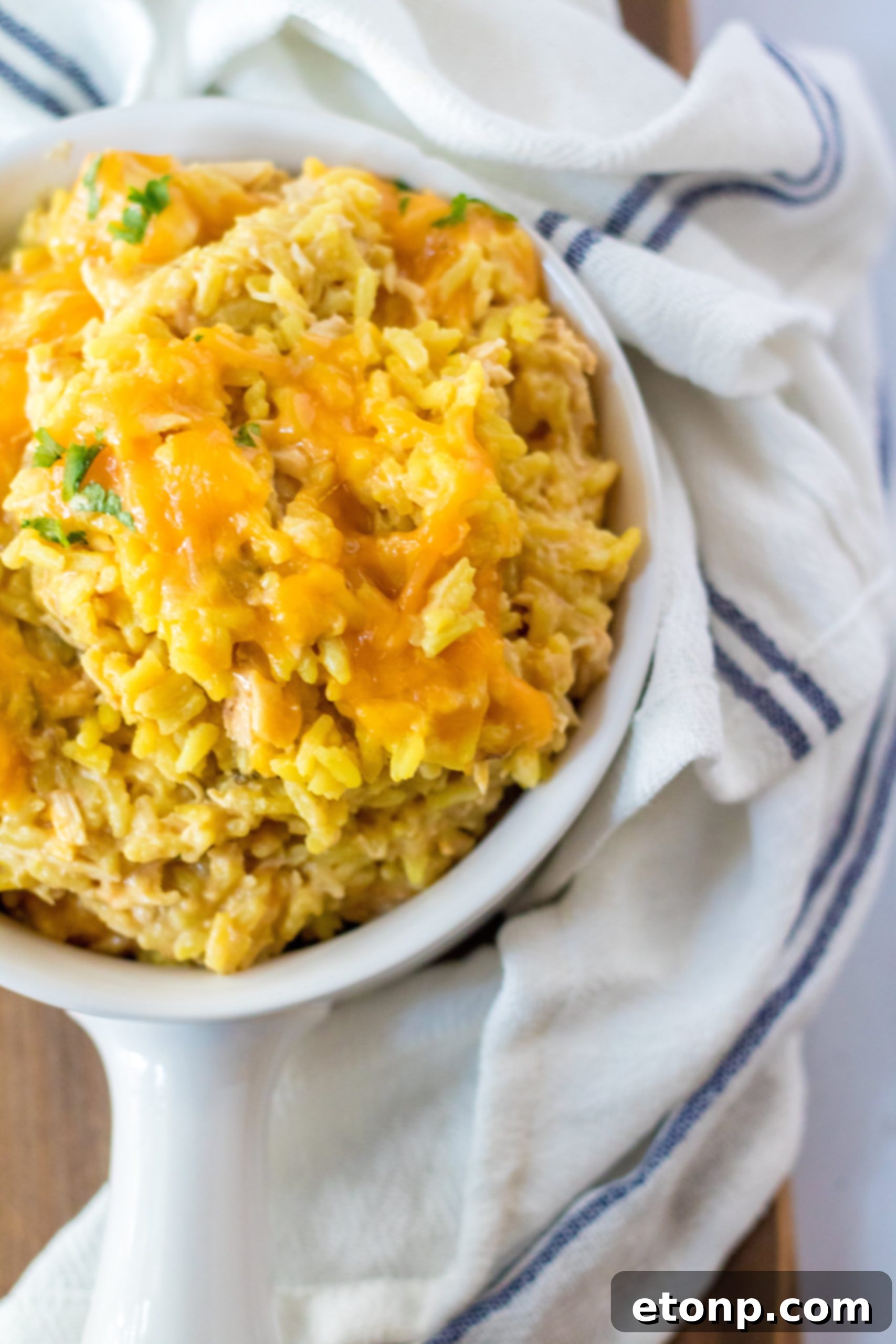 Ingredients for Slow Cooker Cheesy Chicken and Rice laid out on a table.